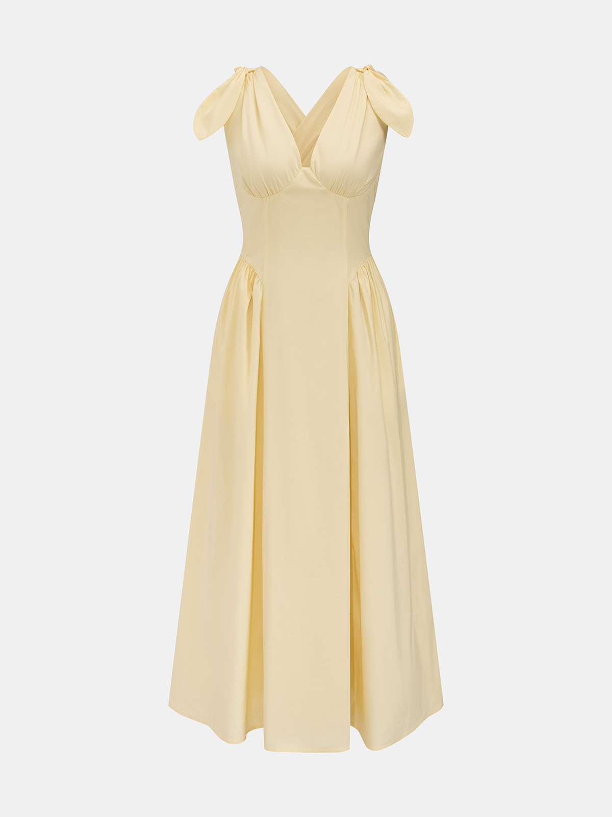Cross Back Bow Strap Midi Dress with Adjustable Sash Closure