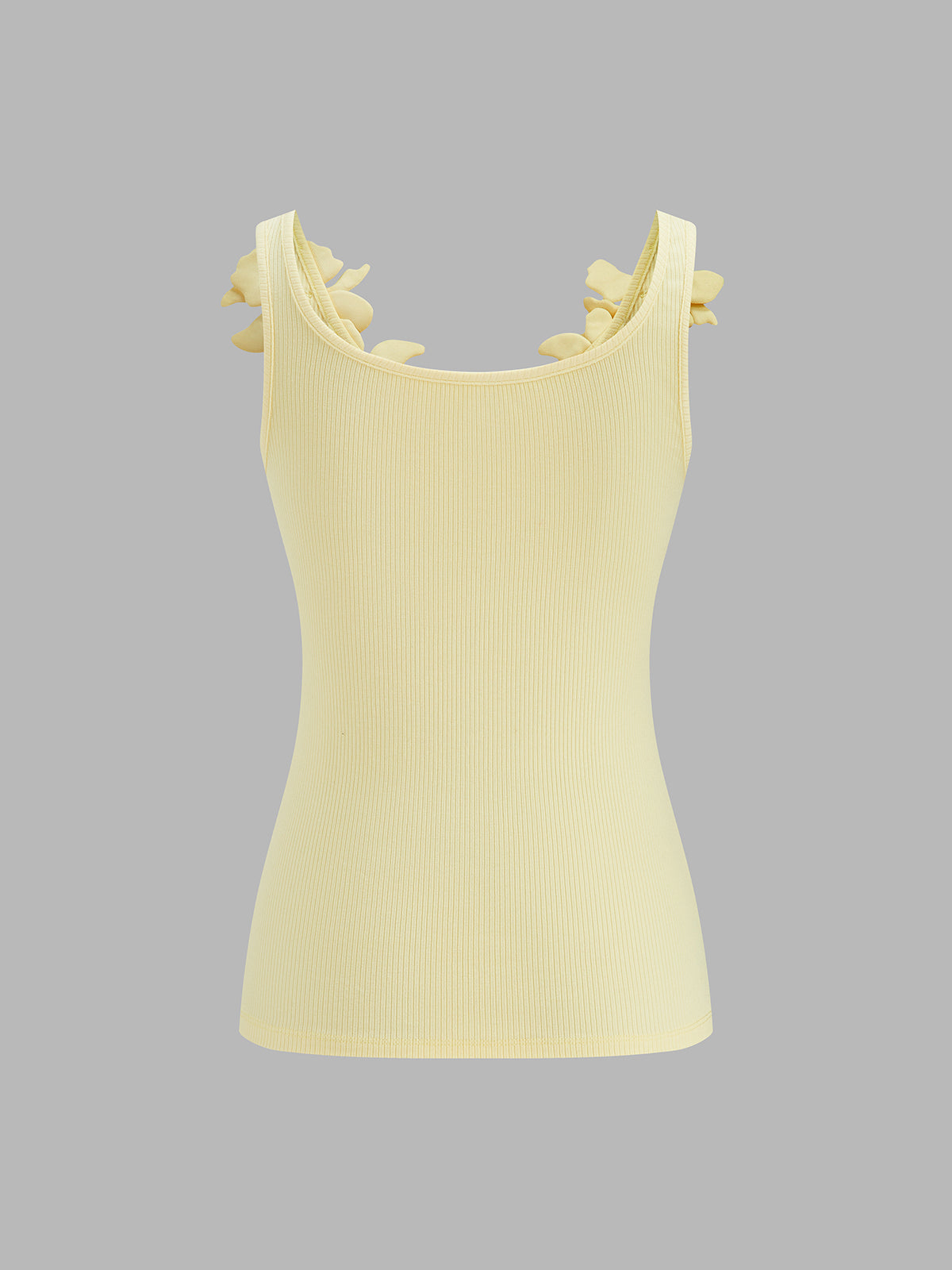 3D Floral Ribbed Knit Tank Top for Women Summer Casual Wear