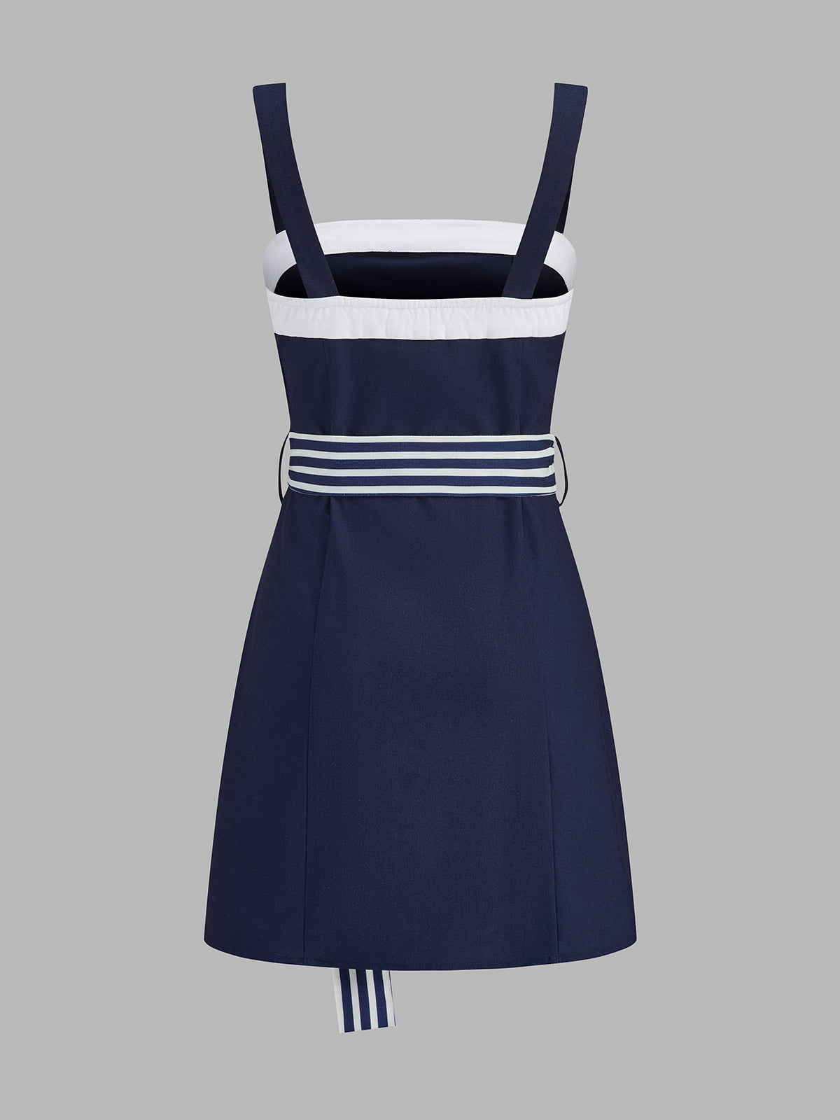 Stripe Belt Color Block Cami Mini Dress with Adjustable Straps for Women