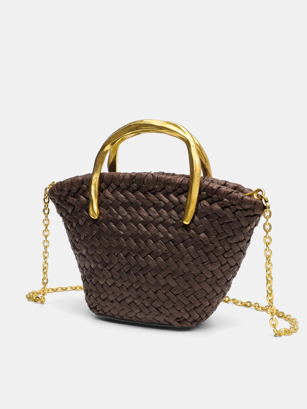 Woven Metal Handle Crossbody Handbag Durable Chic Everyday Style