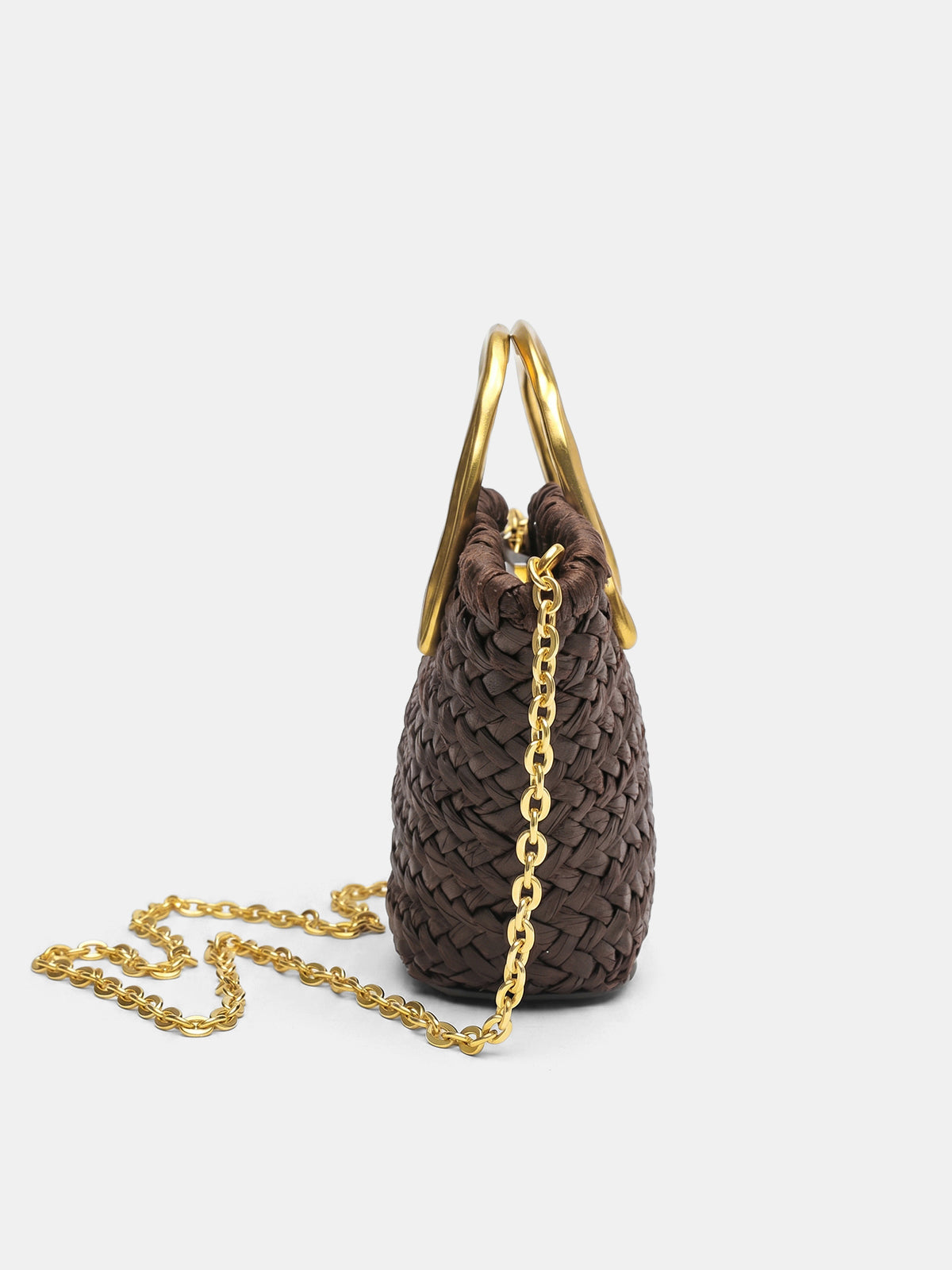 Woven Metal Handle Crossbody Handbag Durable Chic Everyday Style