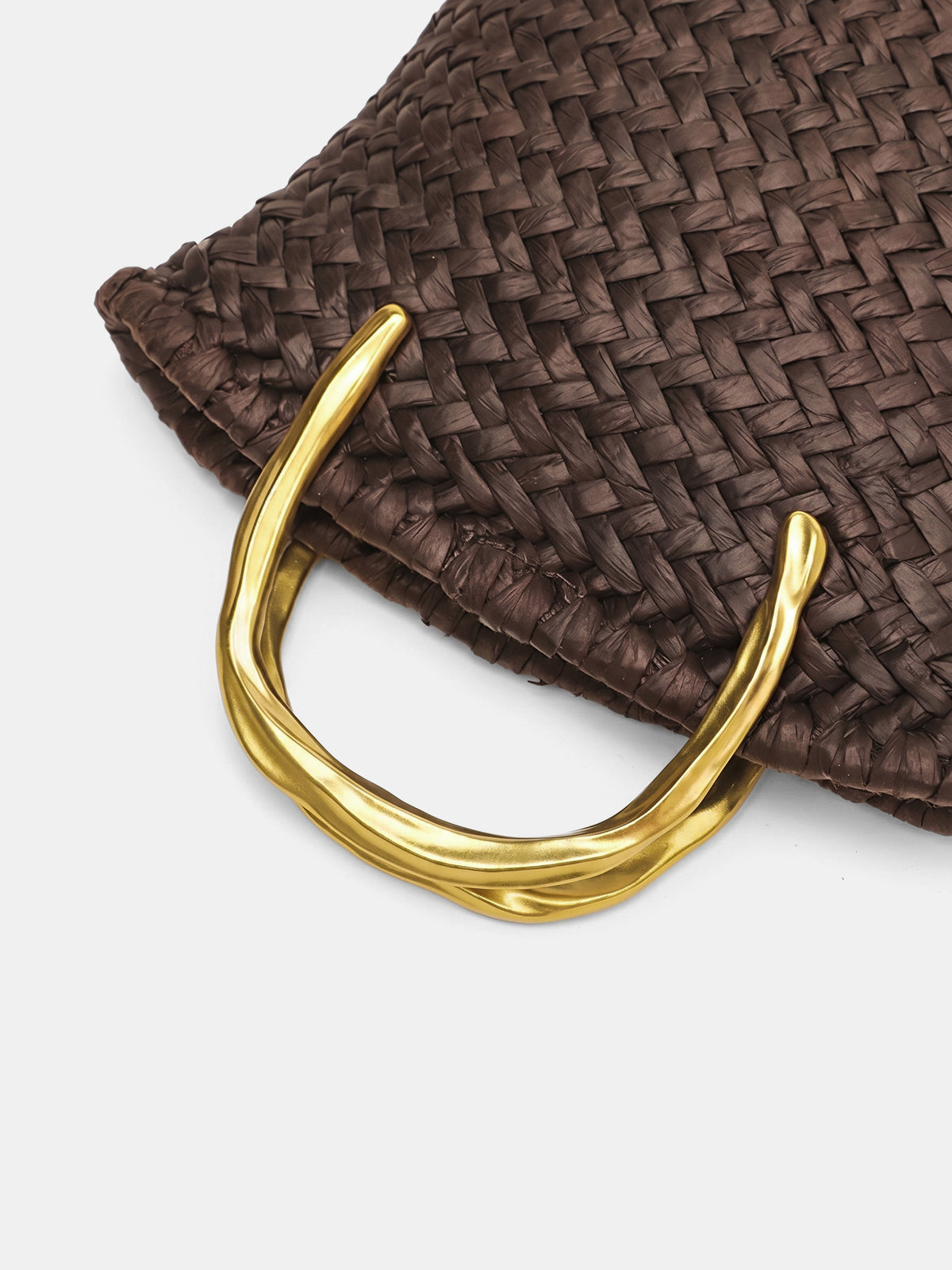 Woven Metal Handle Crossbody Handbag Durable Chic Everyday Style