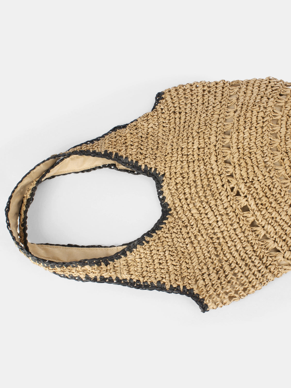 Woven Straw Crochet Shoulder Tote Handmade Lightweight Summer Beach Bag
