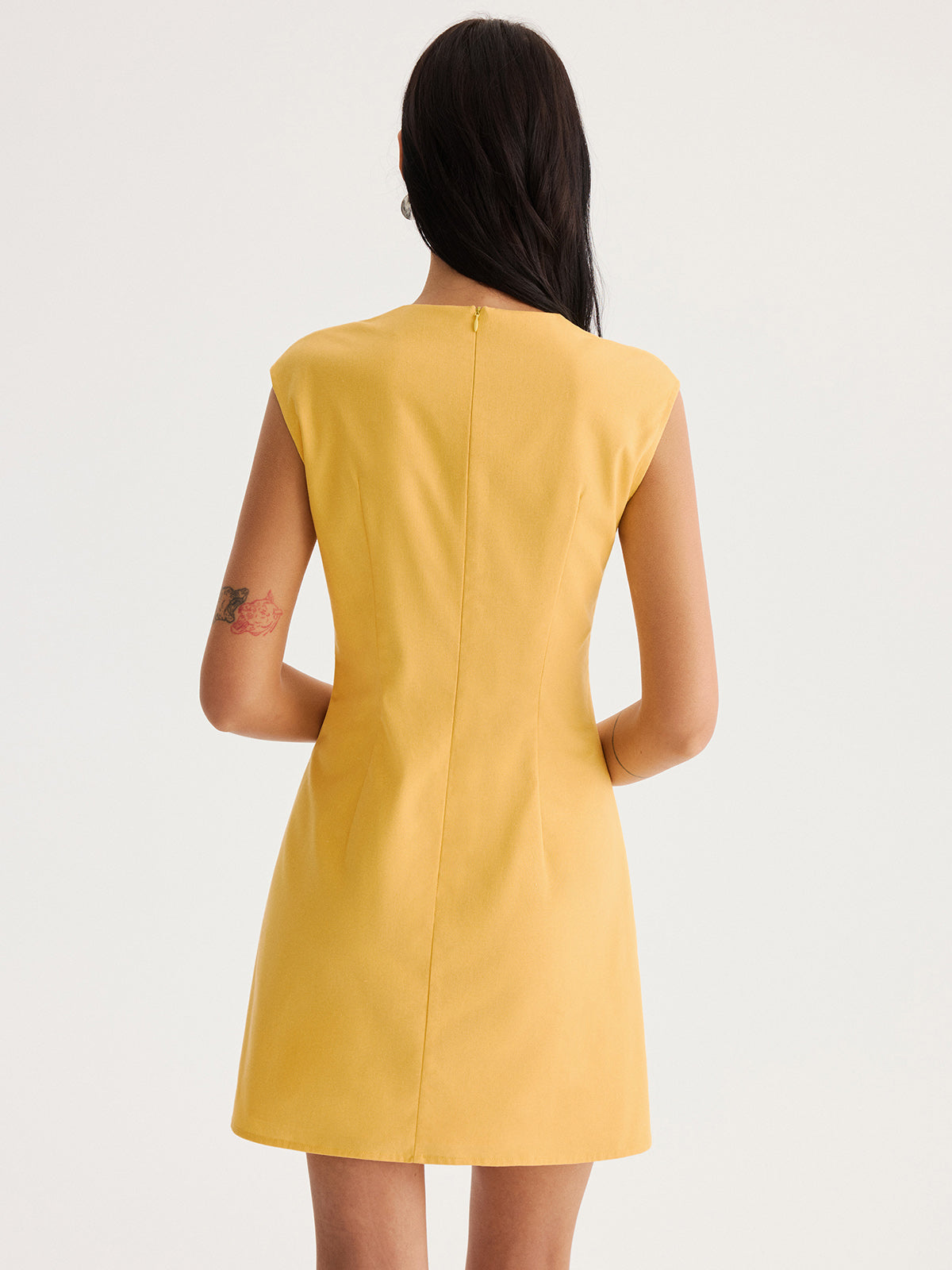 Linen Blend Eyelet Trim Sleeveless Mini Dress for Summer Casual Wear