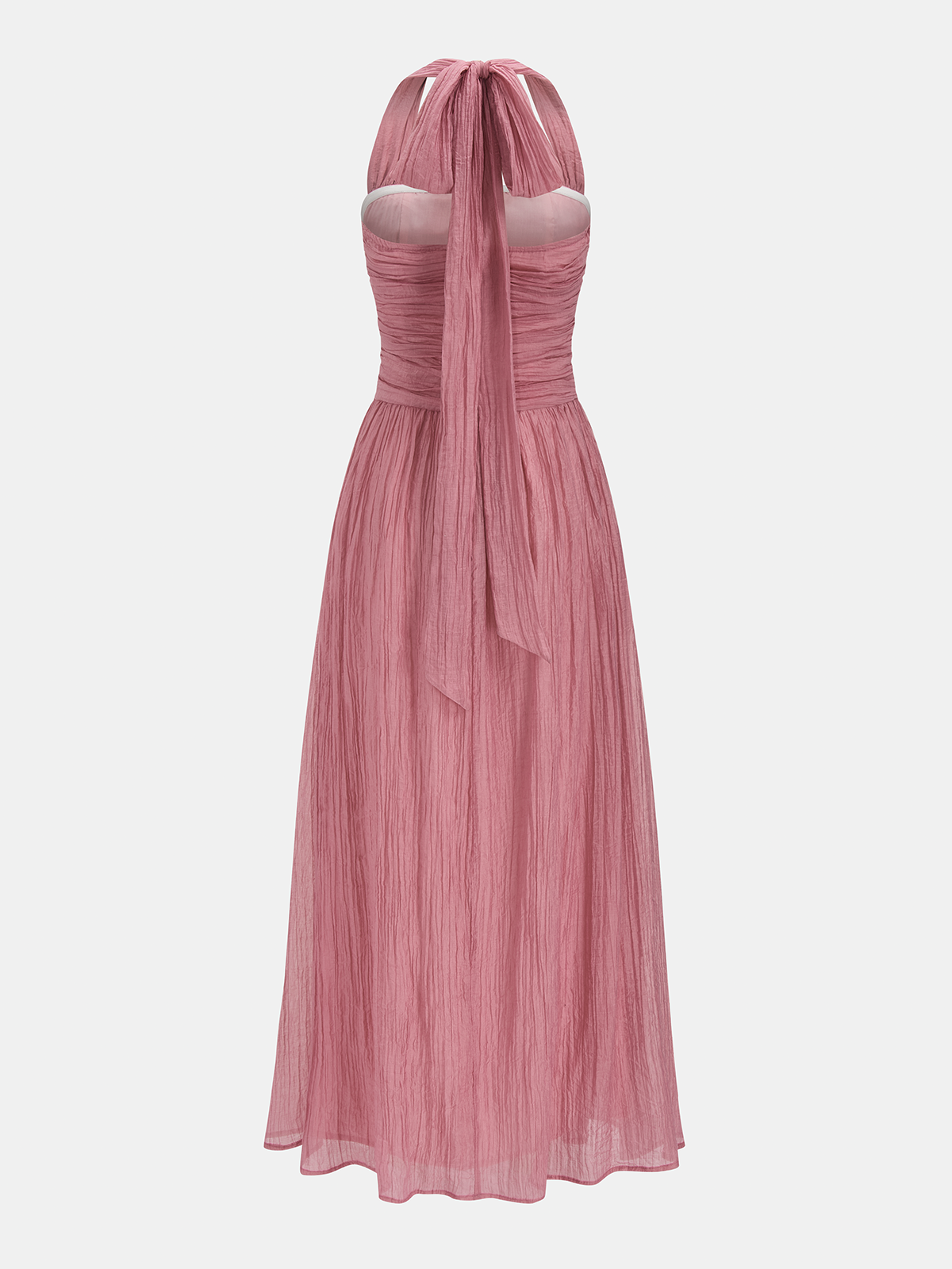 Crinkled Textured Halter Maxi Dress for Women Summer Casual Evening