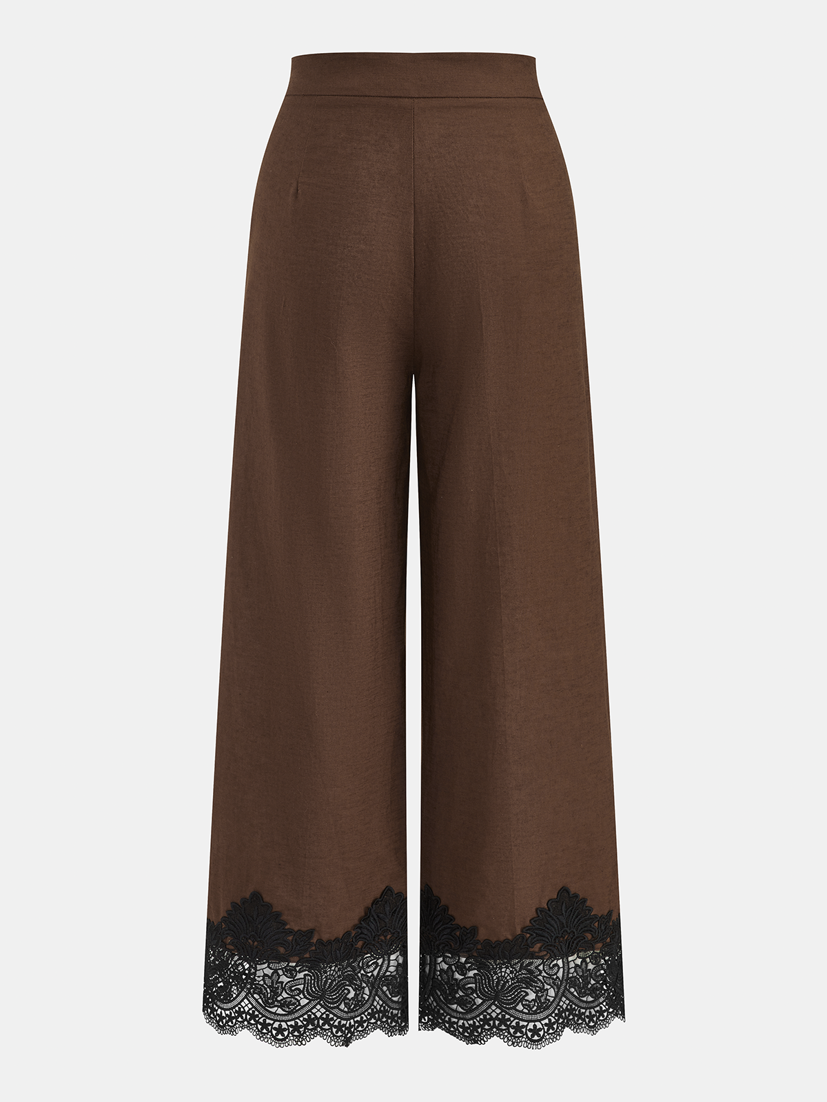Cotton Linen Lace Trim Wide Leg Pants Breathable Comfort Women's Fashion