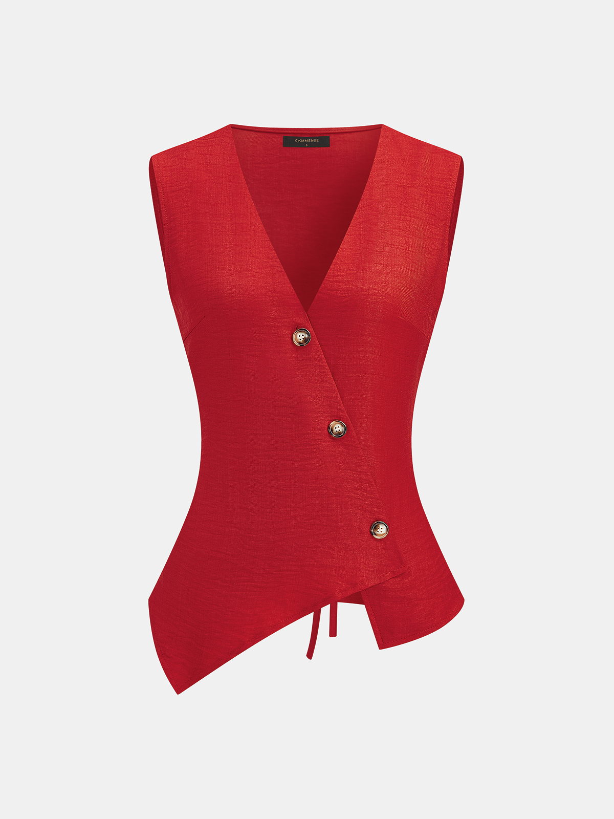 Asymmetrical Button Vest & Shorts Set with Belt Detail for Women