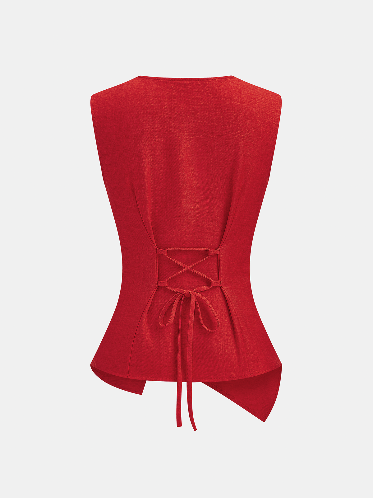 Asymmetrical Button Vest & Shorts Set with Belt Detail for Women