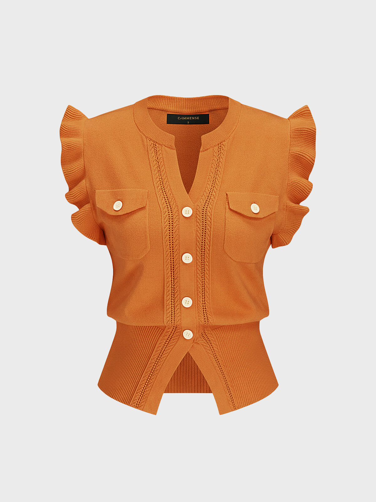 Ruffled Button-Down Knit Top for Women Casual Comfortable Long Sleeve