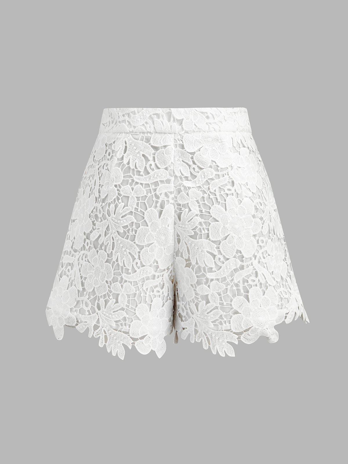 Guipure Lace Short Sleeve Shirt & Shorts Set for Women Summer Casual