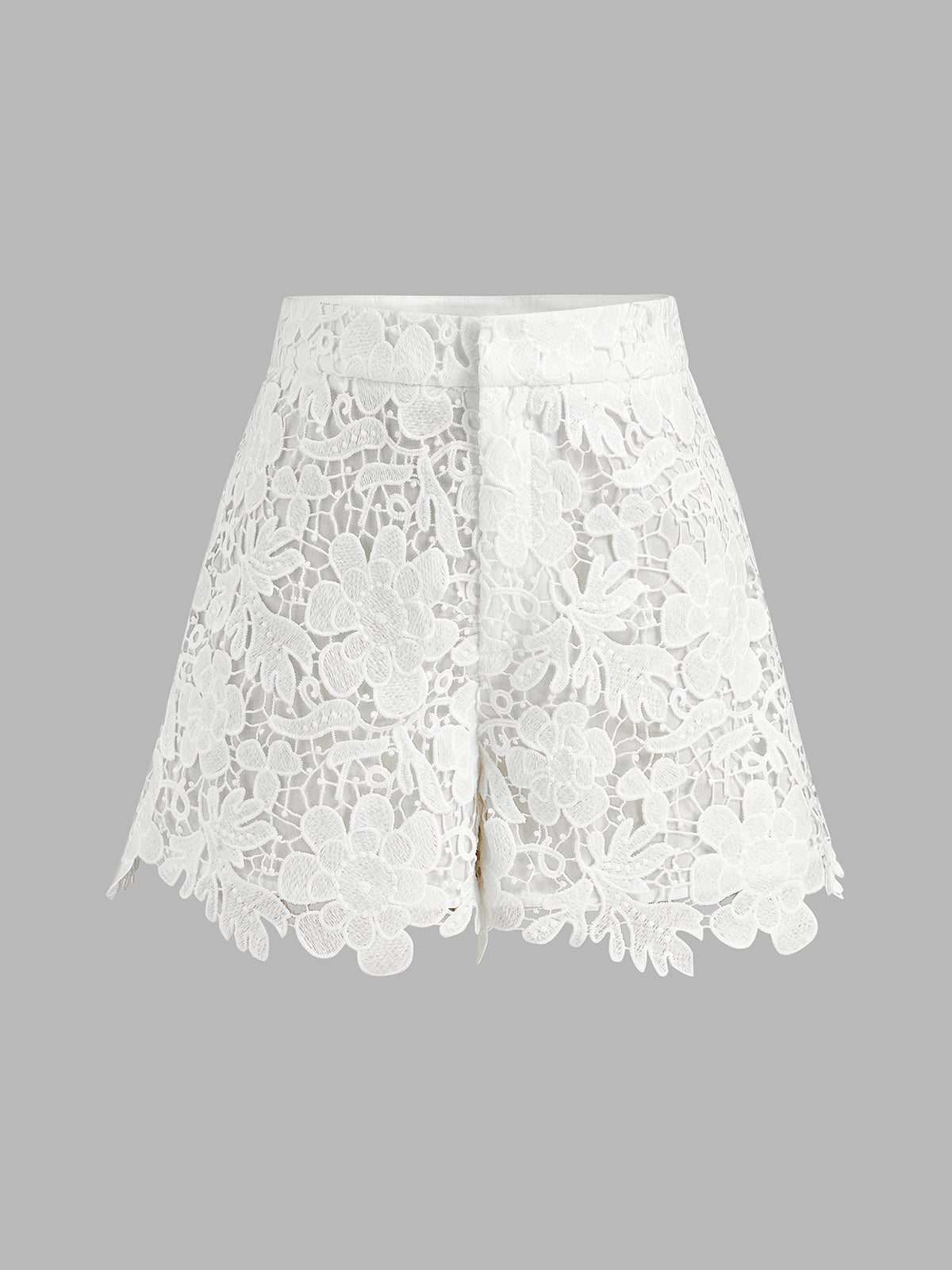 Guipure Lace Short Sleeve Shirt & Shorts Set for Women Summer Casual