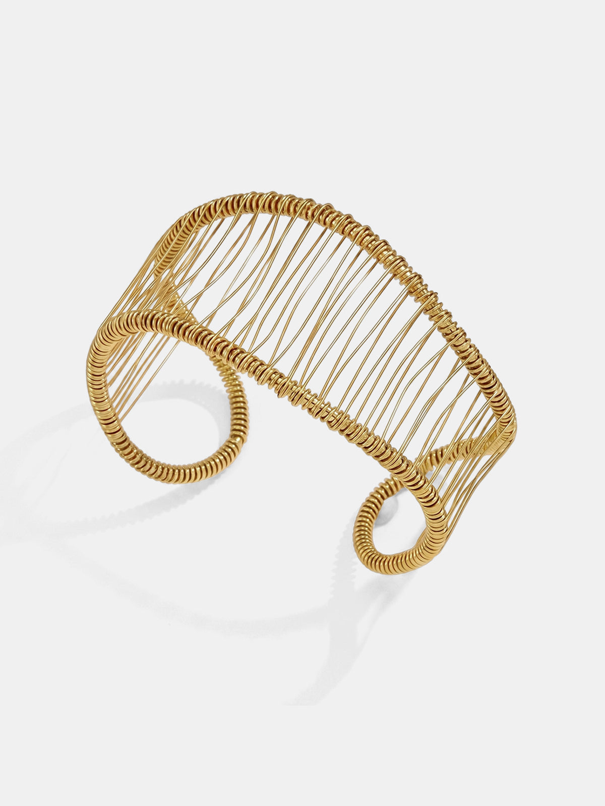 Geometric Wire Open Cuff Bangle Handcrafted Adjustable Bracelet
