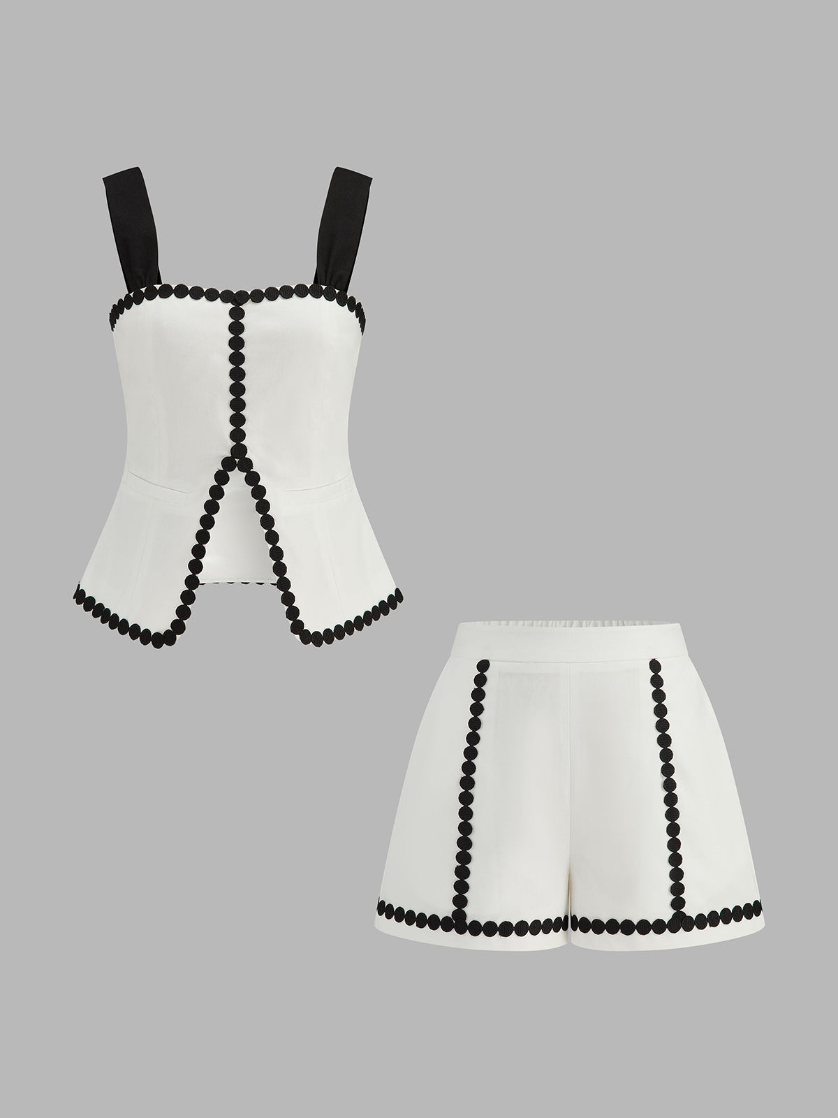Contrast Trim Corset Shorts Set for Women Casual Summer Wear