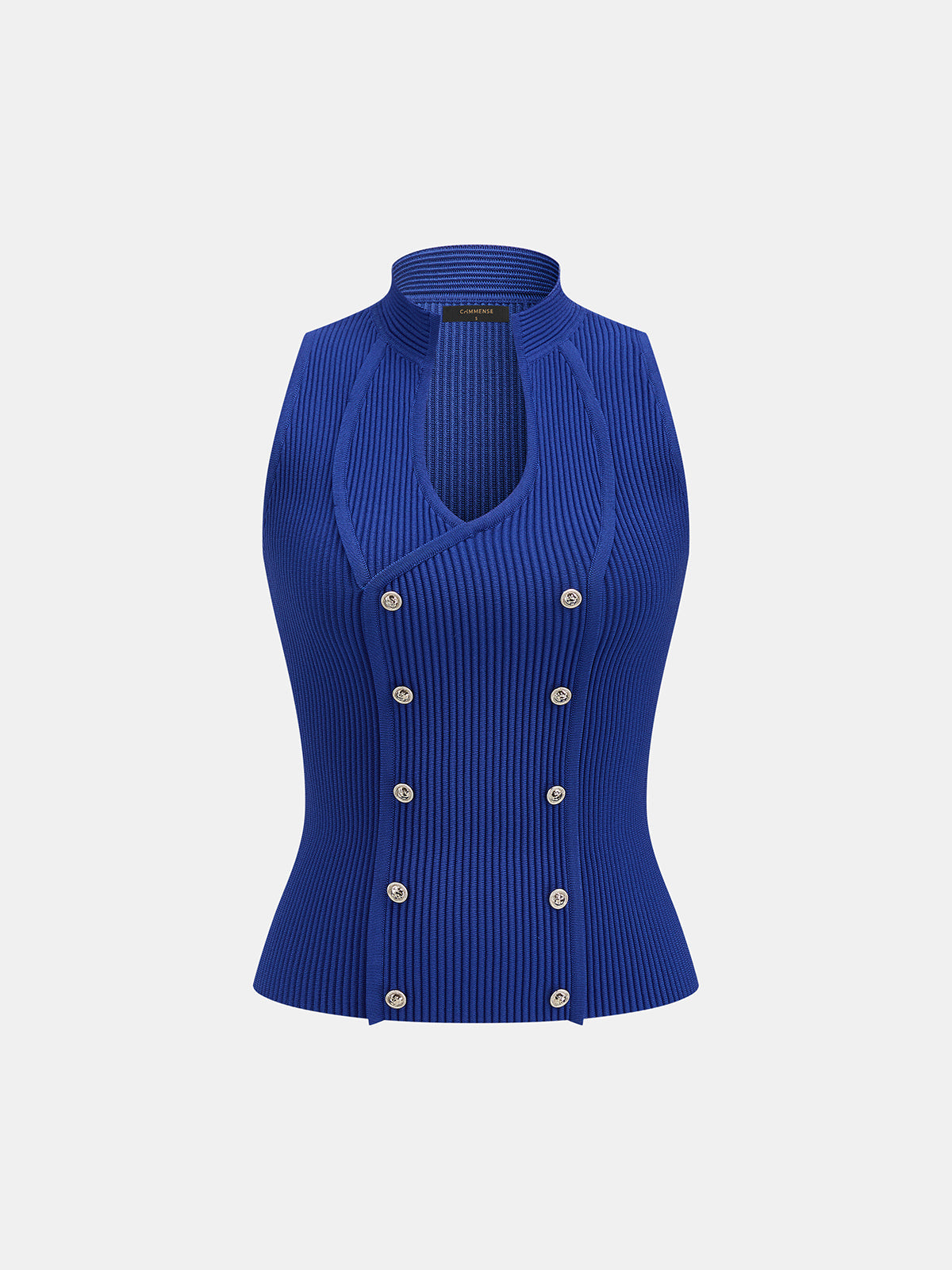 Double Breasted Ribbed Knit Vest for Casual Layering Style