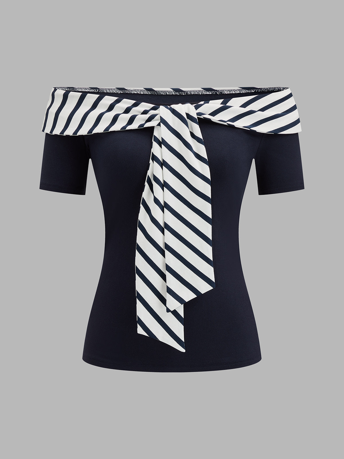 Nautical Tie Detail Short Sleeve Top Women's Summer Fashion