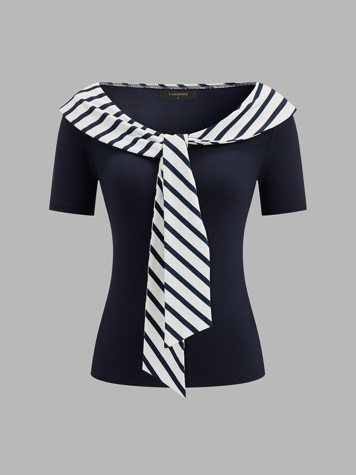 Nautical Tie Detail Short Sleeve Top Women's Summer Fashion