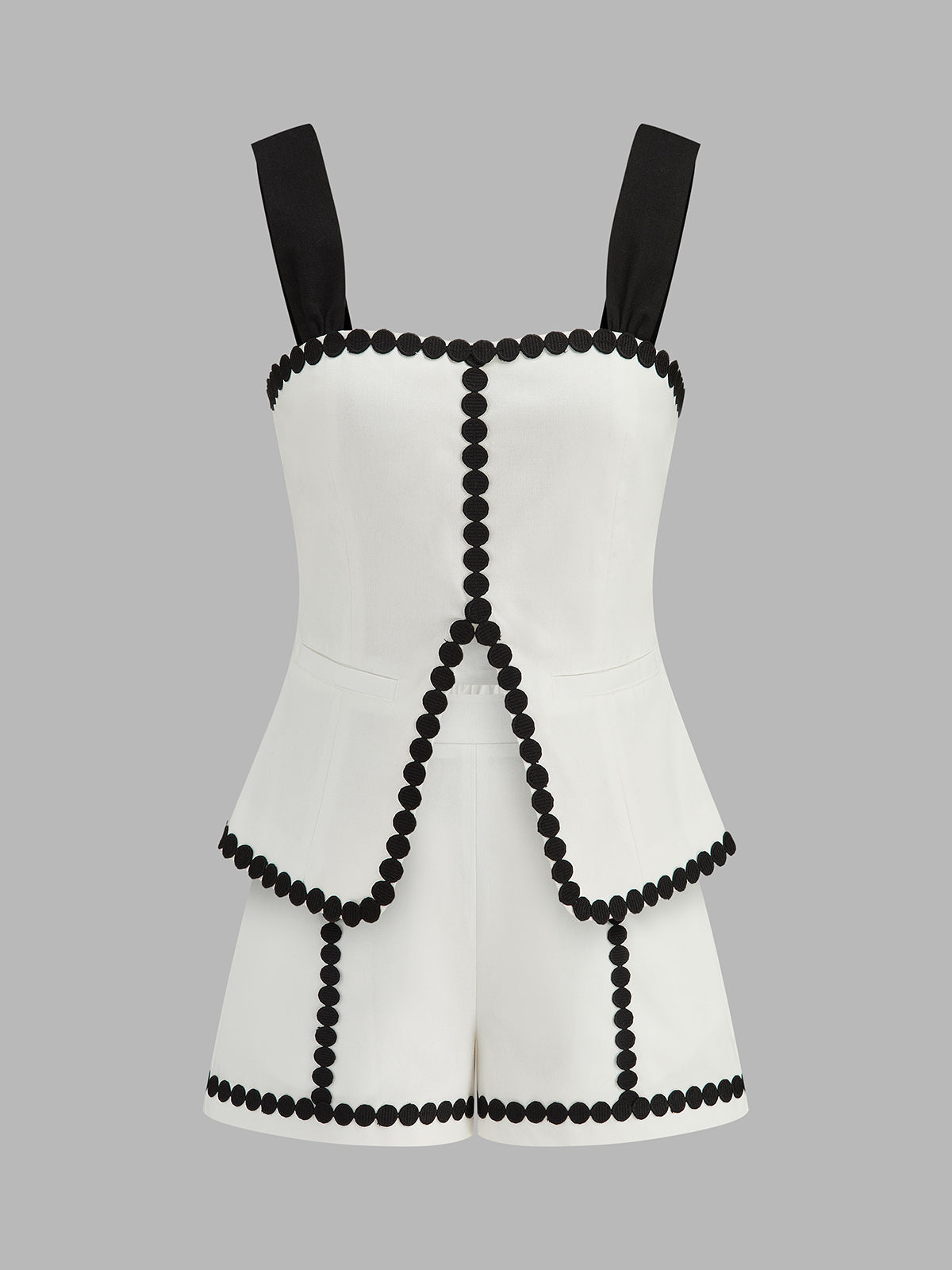 Contrast Trim Corset Shorts Set for Women Casual Summer Wear