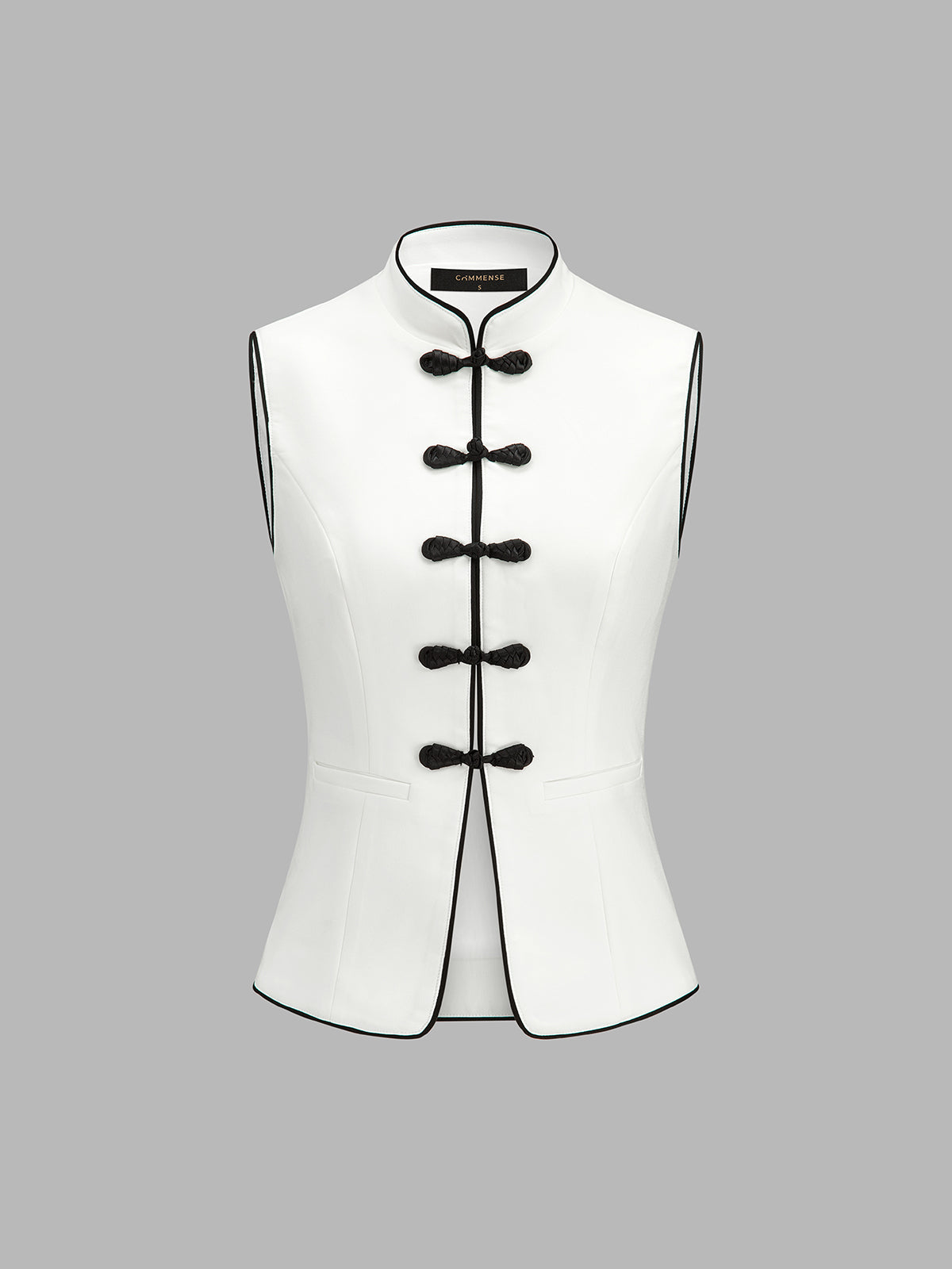 Frog Button Vest & Wide Leg Pant Set Traditional Asian-Inspired Fashion