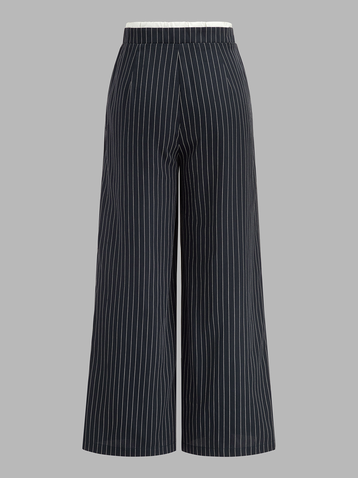 Contrast Waistband Drawstring Pinstripe Pants for Women Casual Wear