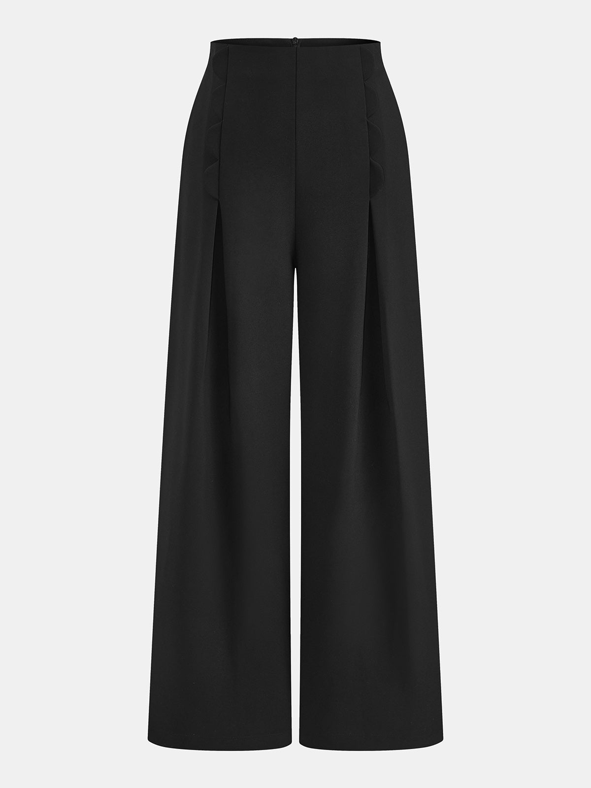 Scalloped Halter Crop Top & High-Waisted Pants Set for Women