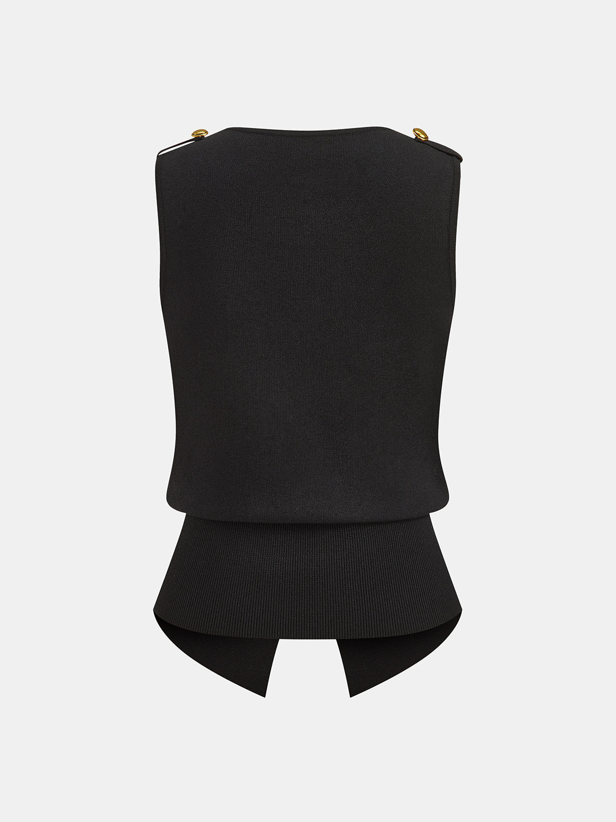Metal Detail Napoleon Style Knit Vest with Elegant Button Accents