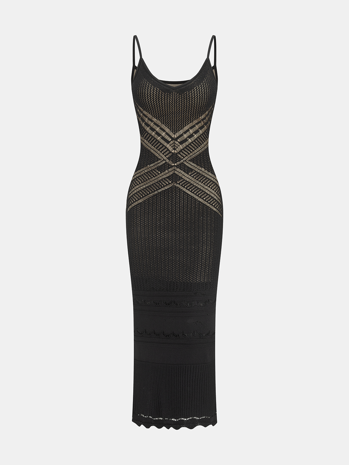 Crisscross Hollow Knit Slip Maxi Dress for Women Casual Summer