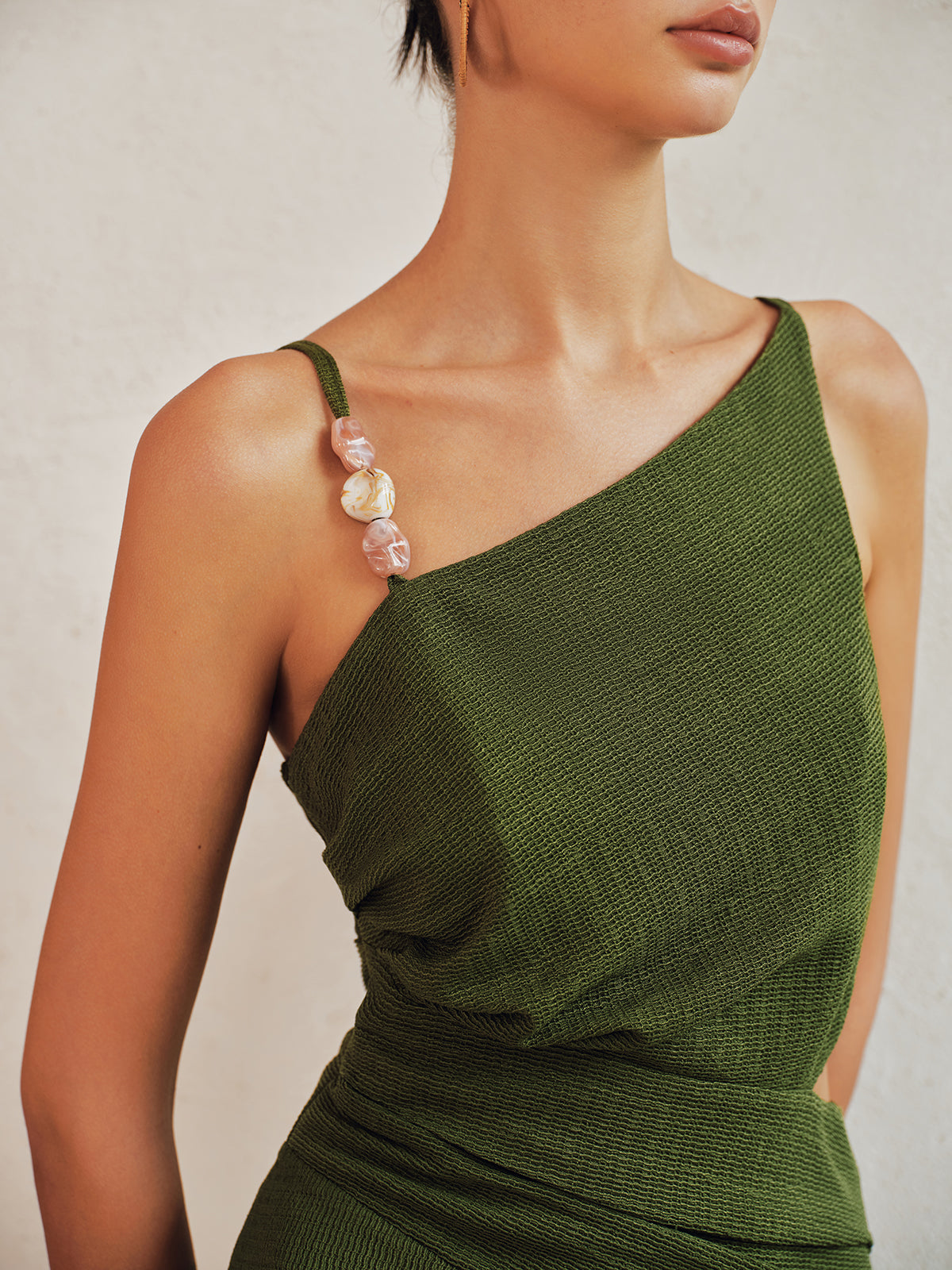 Asymmetrical Bead Cutout Wide Leg Jumpsuit for Evening Events