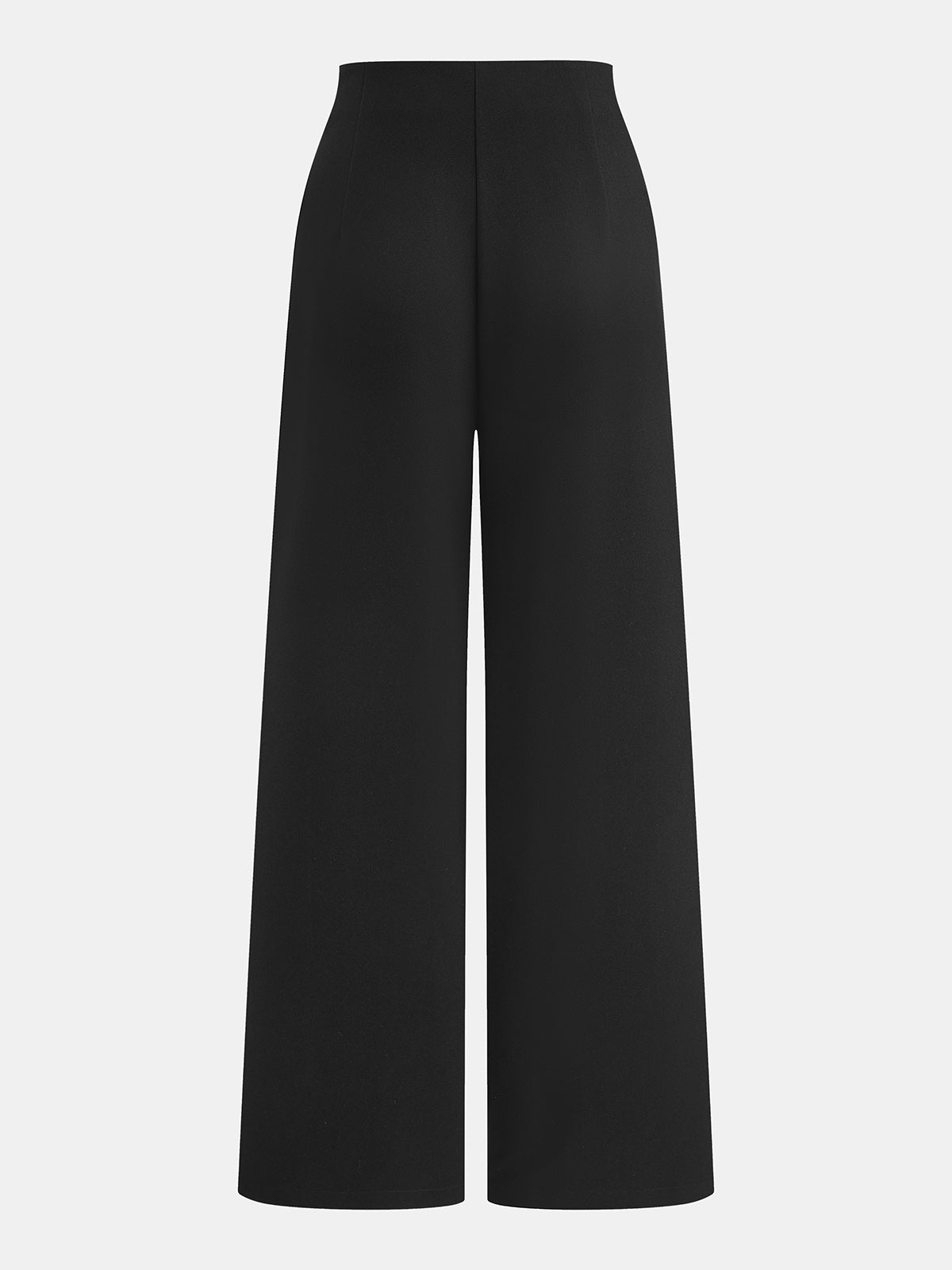 Metal Buckle Mid Waist Wide Leg Pants for Women Casual Style