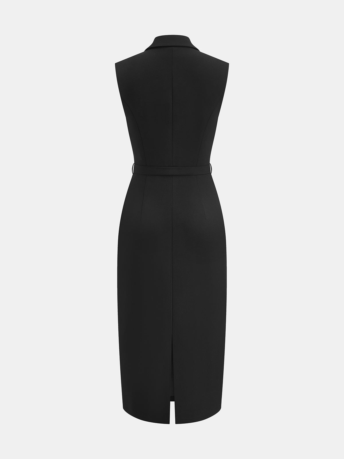 Lapel Sleeveless Belted Wrap Maxi Dress for Elegant Evening Events