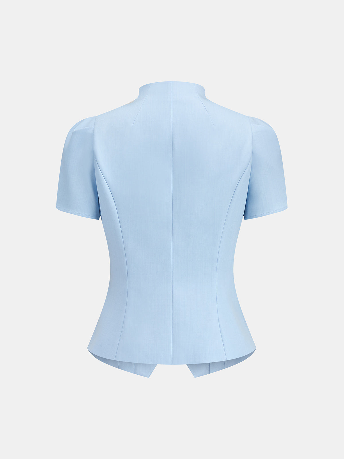 Stand Collar Lace Trim Blouse with Long Sleeves and Button Detail