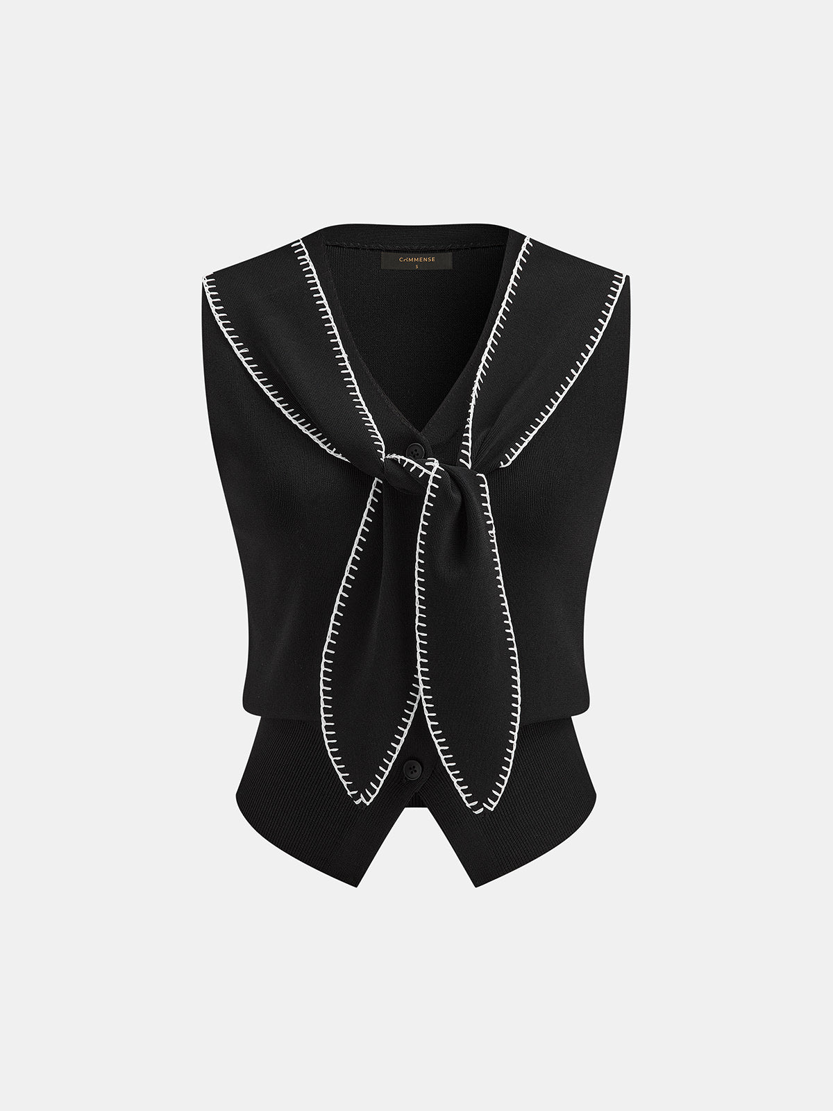 Contrast Stitch Knotted Knit Vest for Women Lightweight Layering