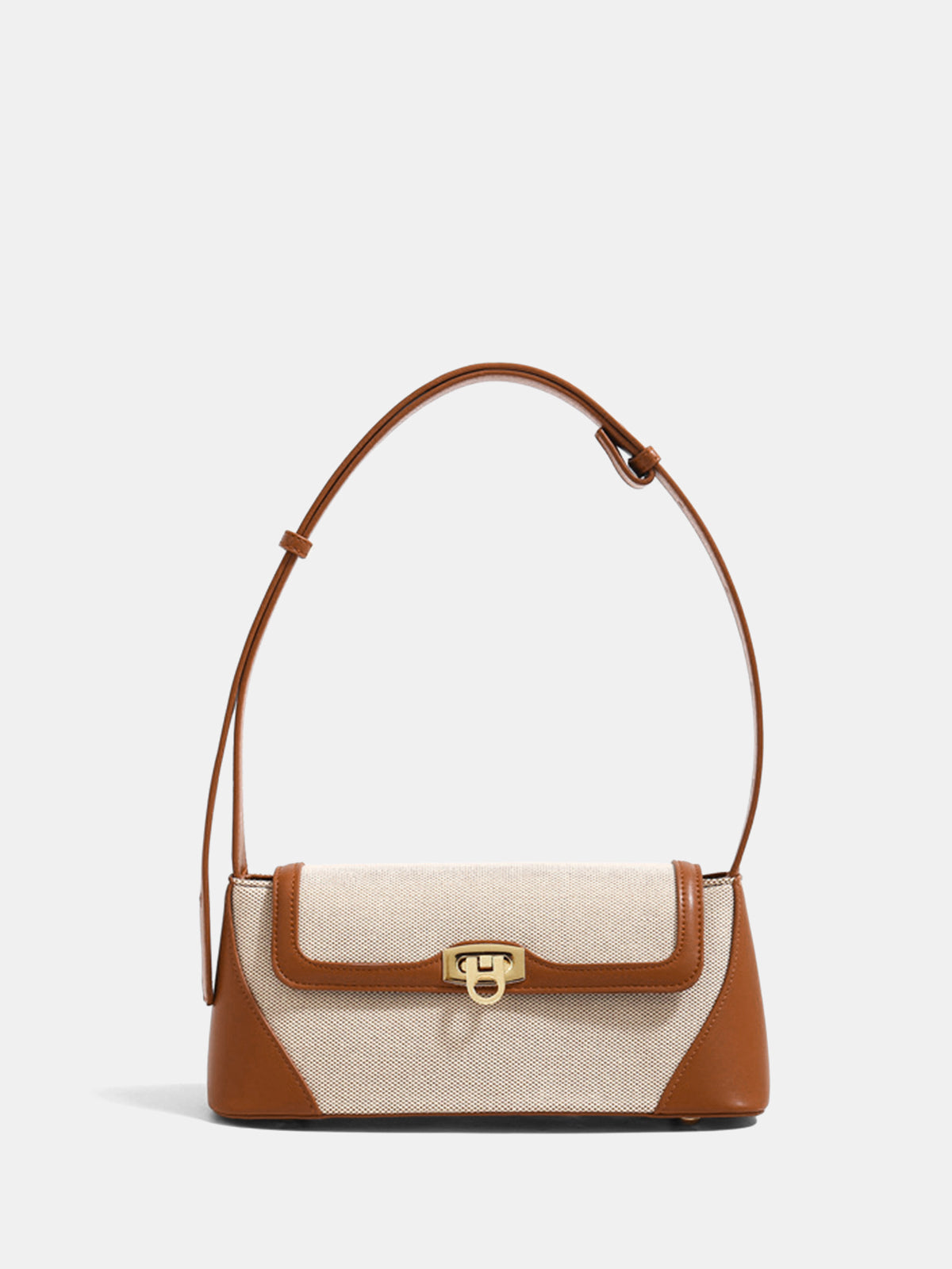 Vintage Lock Clasp Baguette Shoulder Bag Timeless Elegant Leather Design