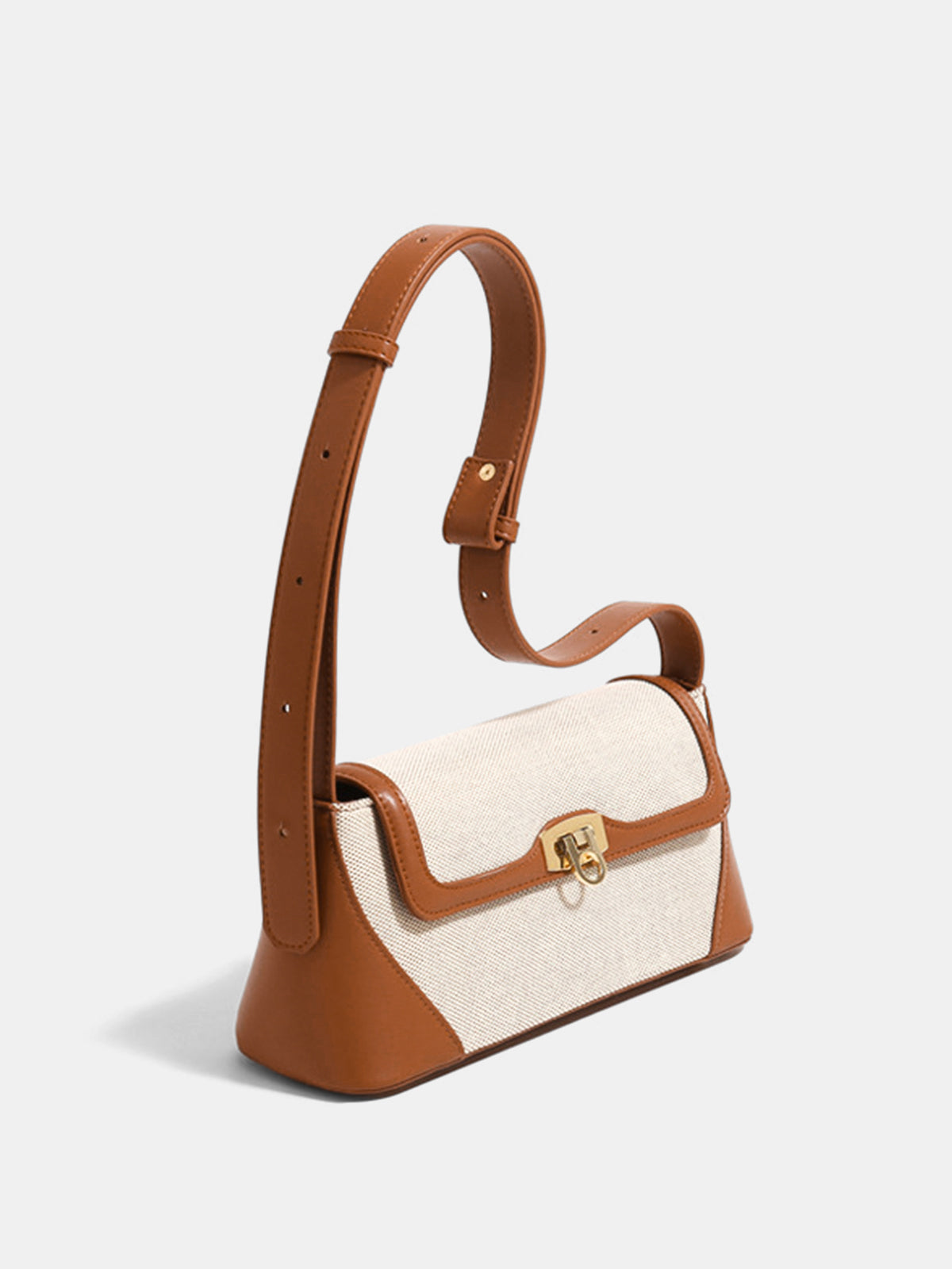 Vintage Lock Clasp Baguette Shoulder Bag Timeless Elegant Leather Design