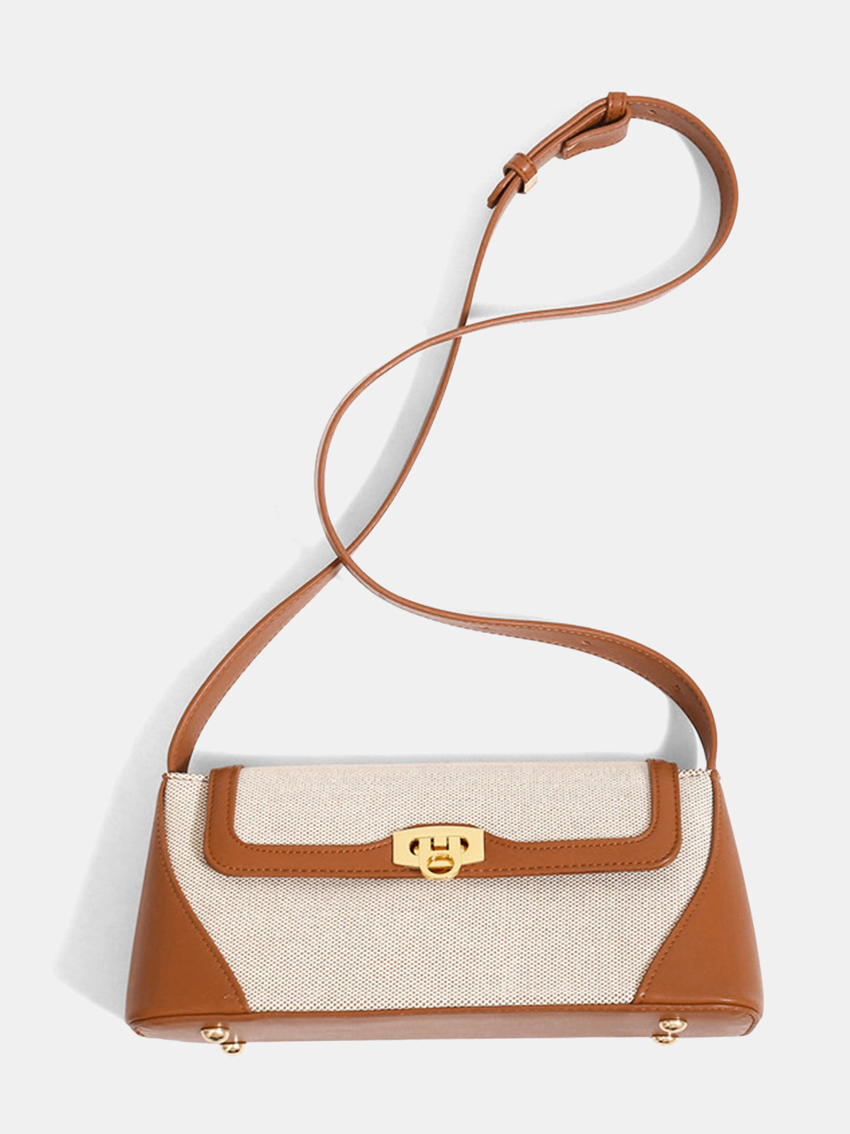 Vintage Lock Clasp Baguette Shoulder Bag Timeless Elegant Leather Design