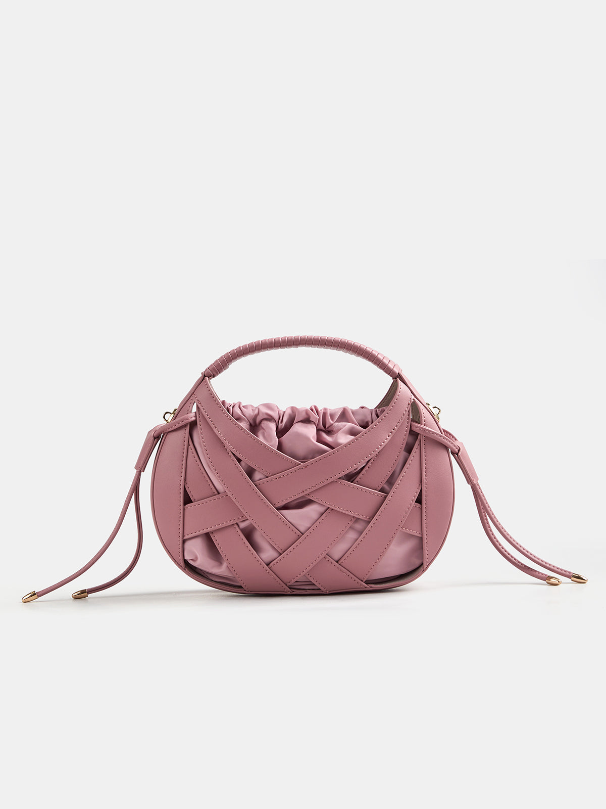 Crisscross Woven Oval Top Handle Handbag Stylish Elegant Accessory for Women