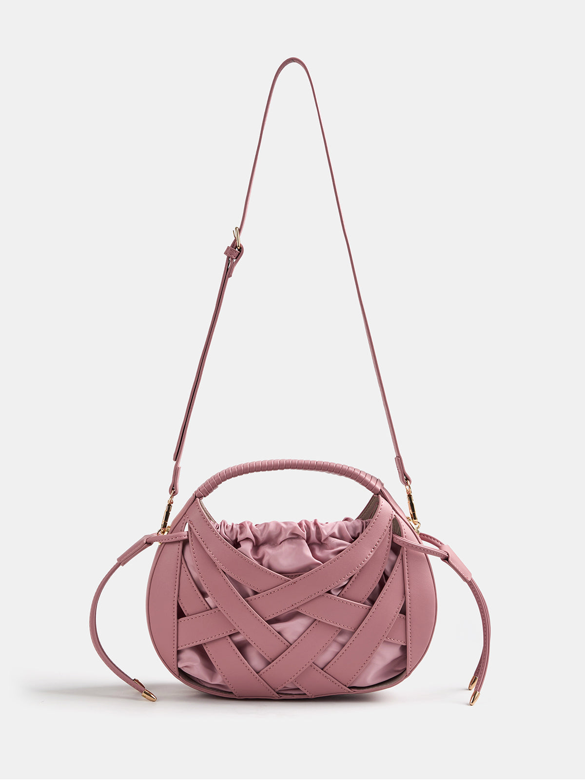 Crisscross Woven Oval Top Handle Handbag Stylish Elegant Accessory for Women