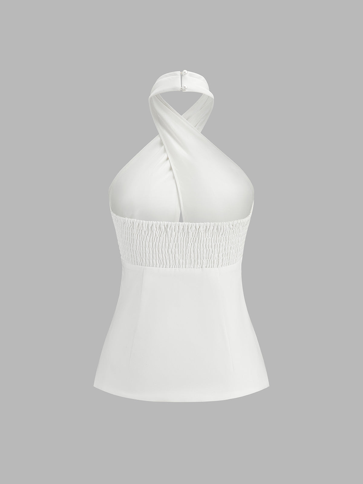 Cross Halter Split Hem Blouse with Open Back Detail