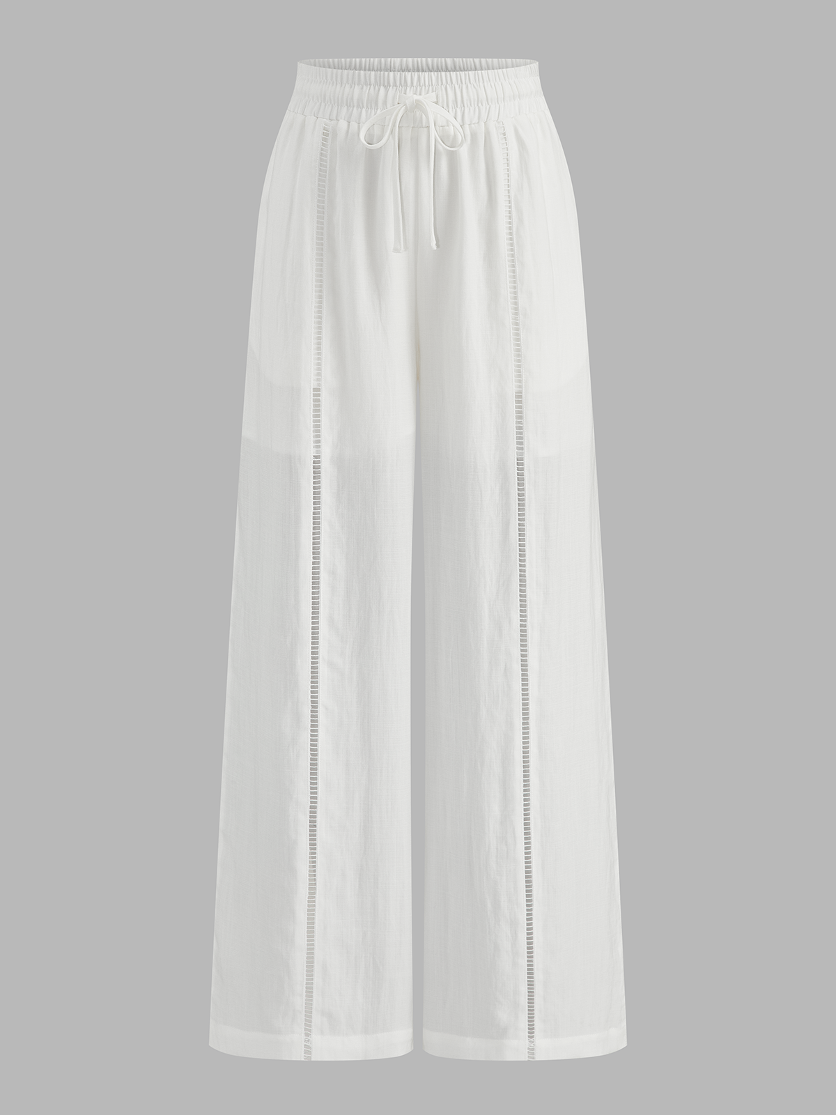 Drawstring Waist Hollow Wide Leg Pants for Women Comfort Fit