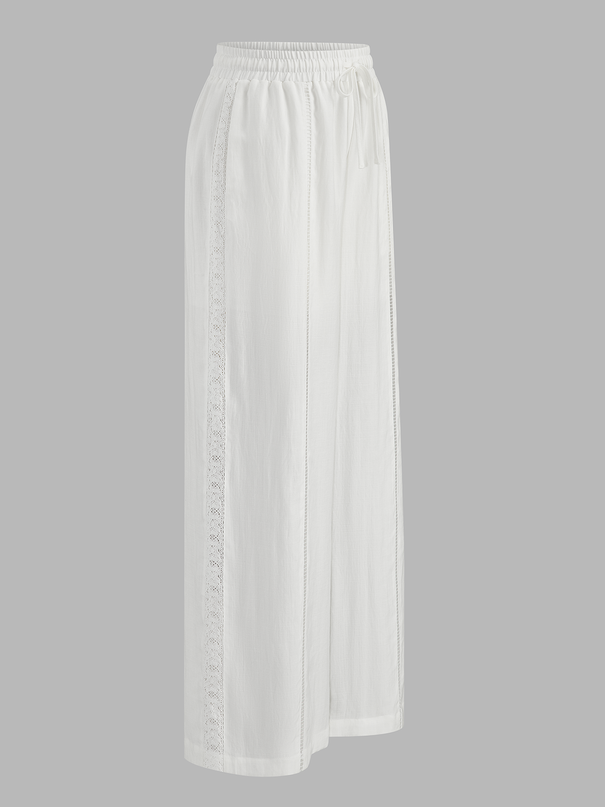 Drawstring Waist Hollow Wide Leg Pants for Women Comfort Fit