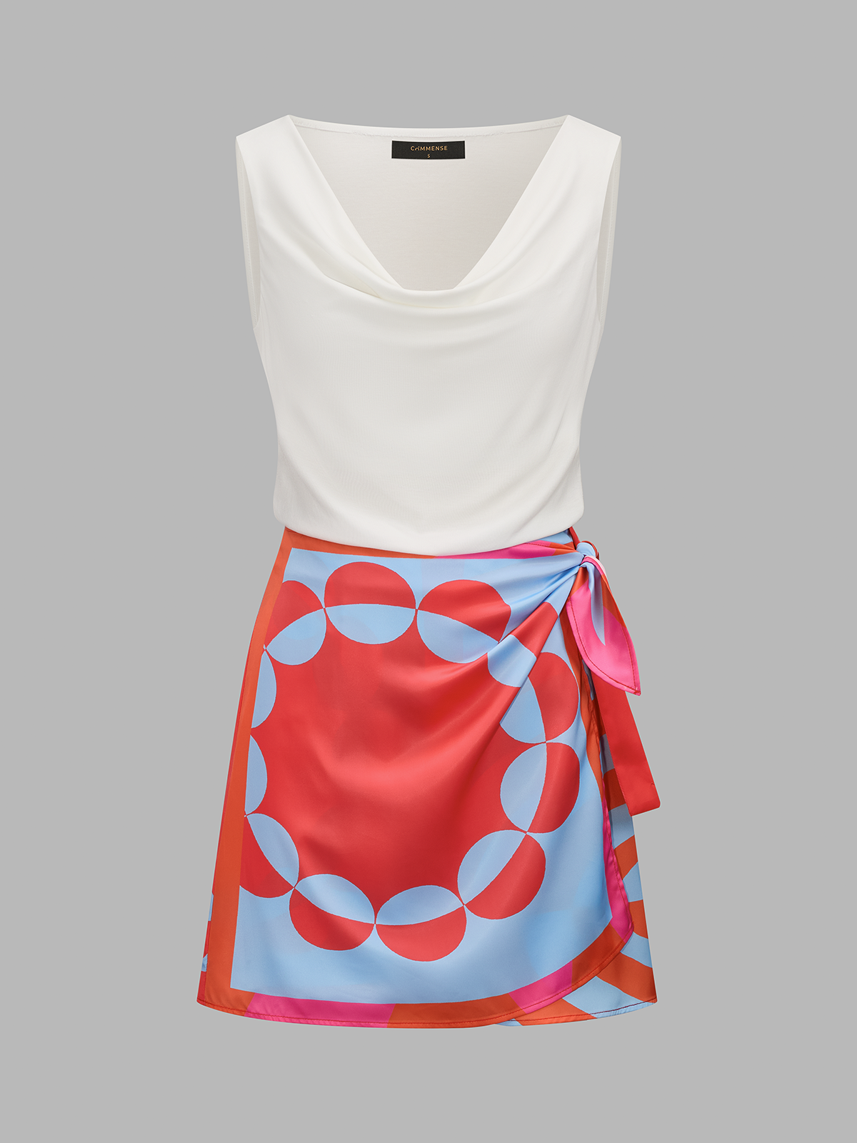 Cowl Neck Tank Top & Stylish Boho Printed Skirt Set for Women