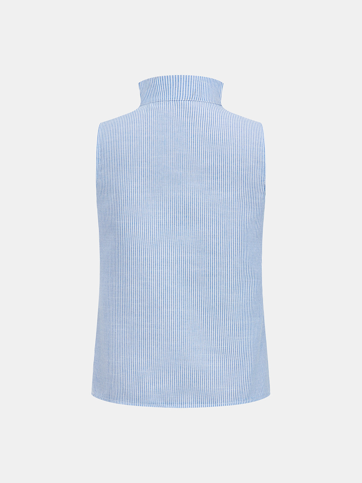 Striped Stand Collar Sleeveless Blouse for Women Casual Summer Wear