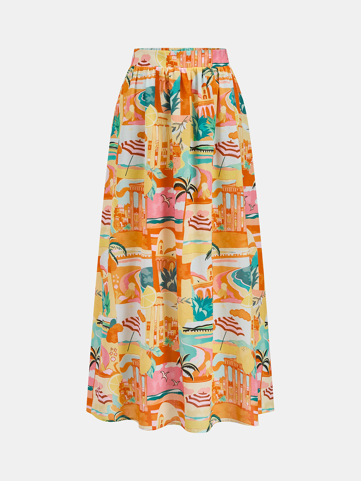 Printed Vacation Two Piece Skirt Set Summer Beach Outfit Women