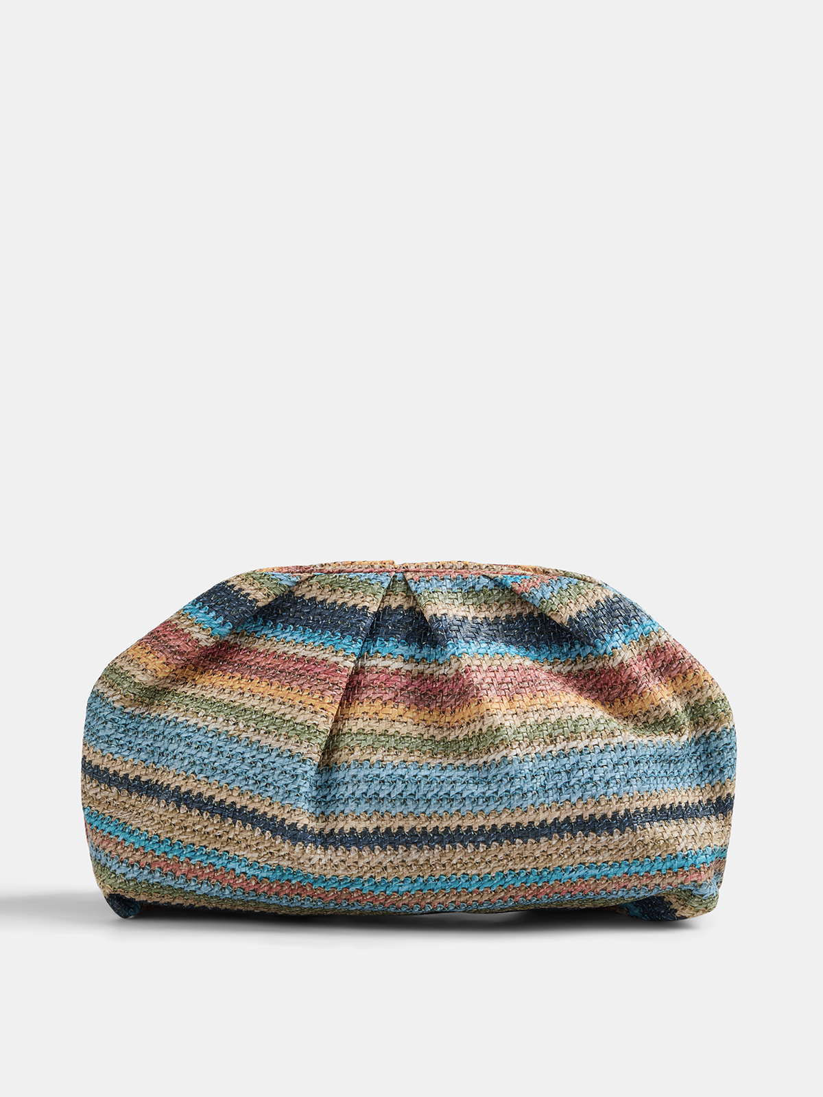 Colorful Striped Woven Rivet Clutch Handbag with Shoulder Strap Women