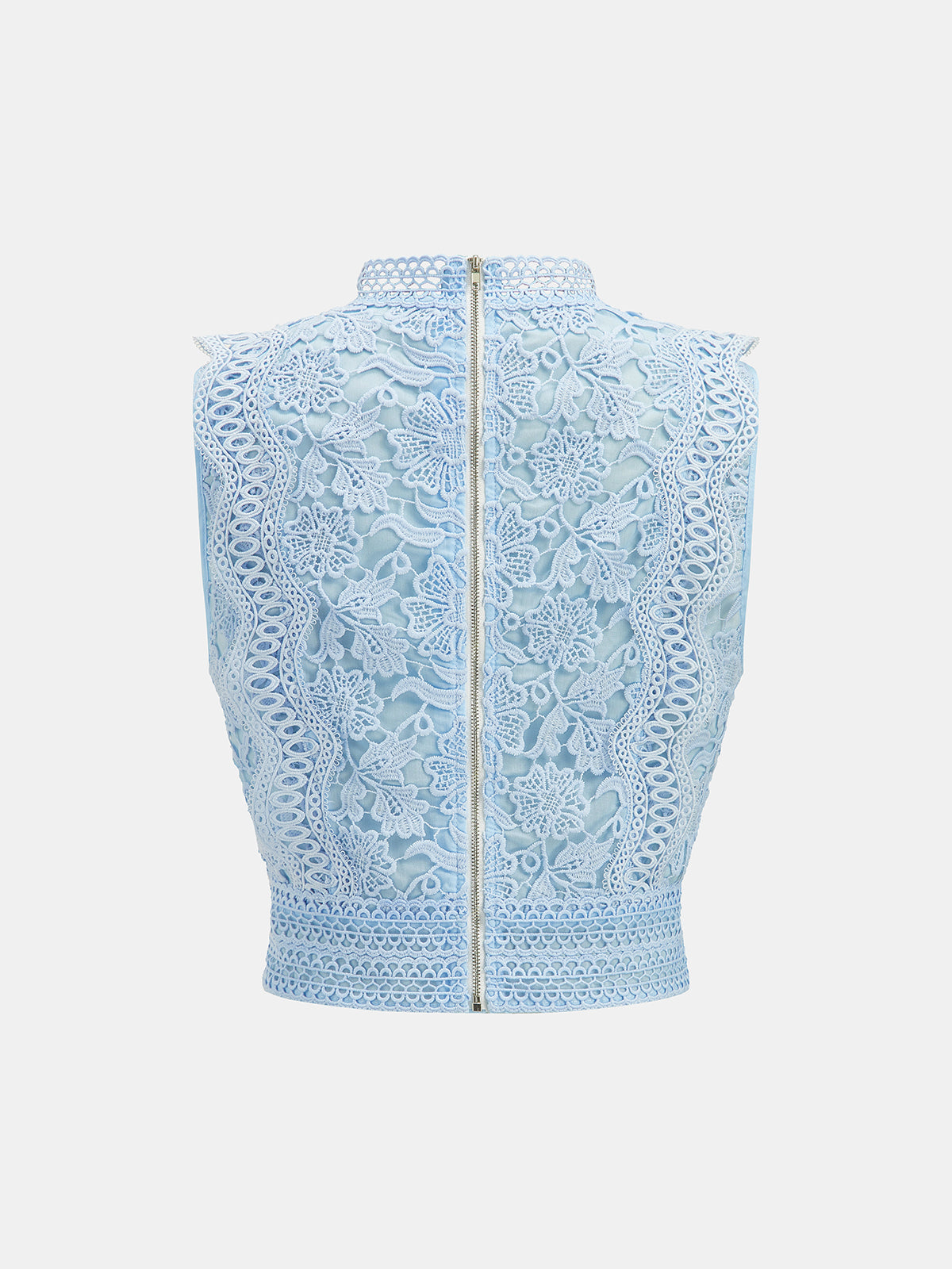 Guipure Lace Two Piece Shorts Set with Sleeveless Crop Top