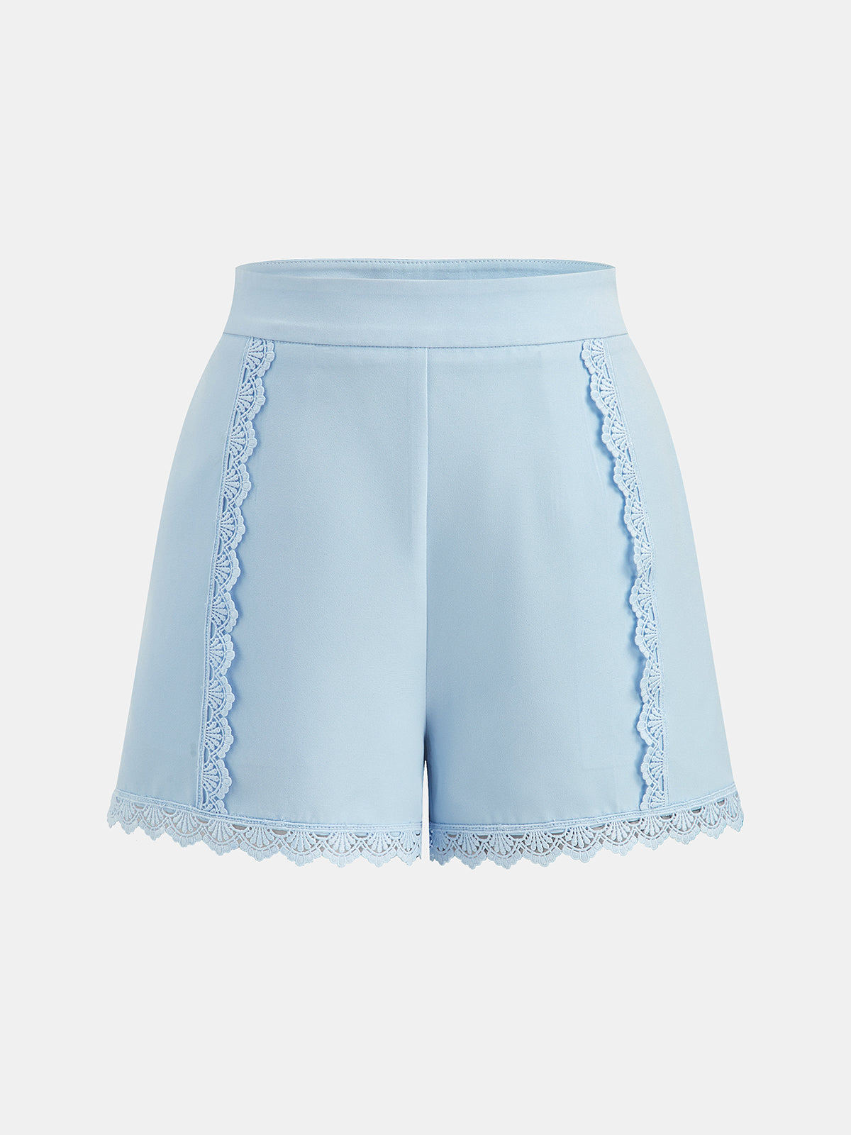 Guipure Lace Two Piece Shorts Set with Sleeveless Crop Top