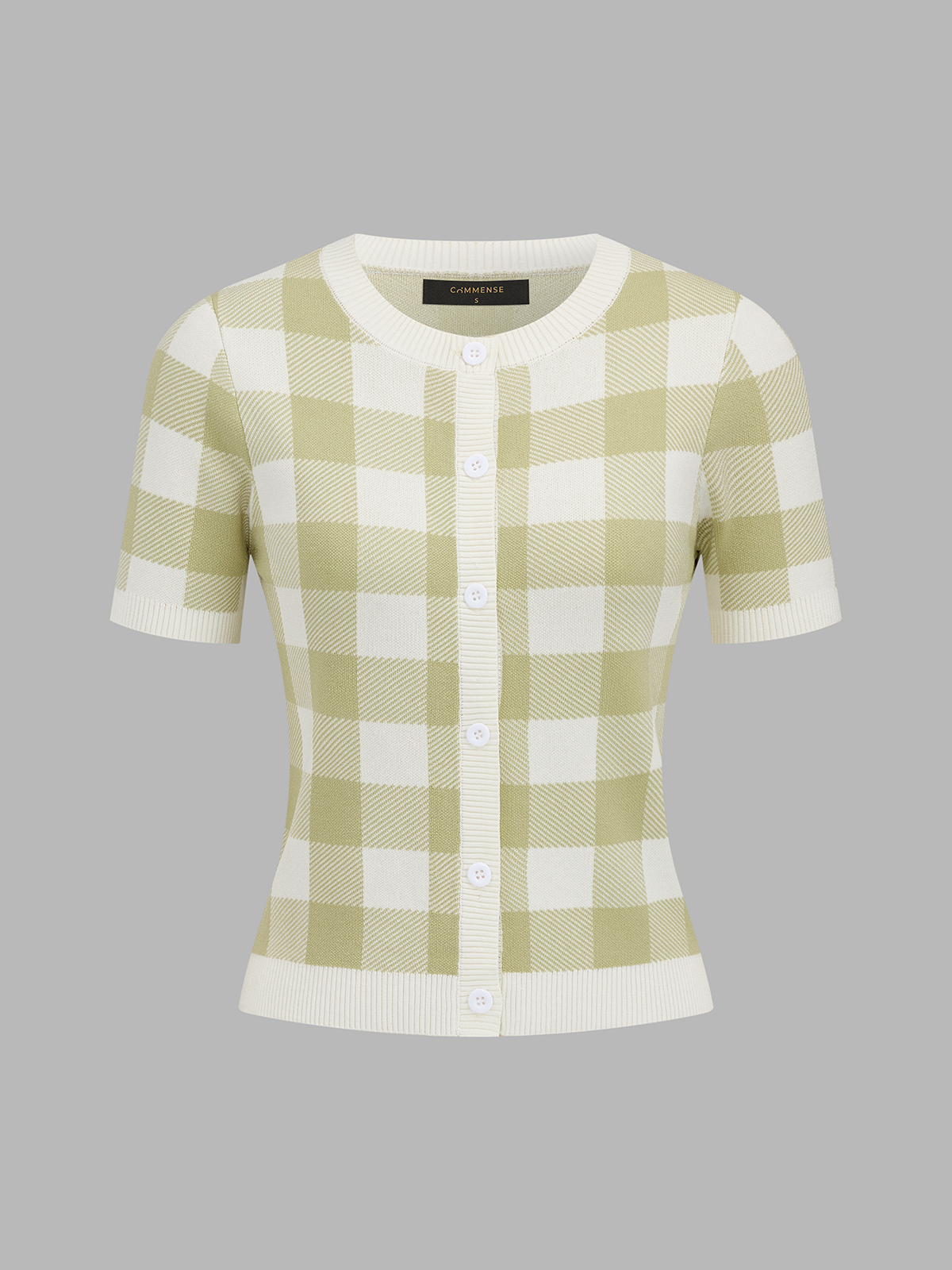 Plaid Short Sleeve Knit Cardigan Lightweight Casual Summer Layer