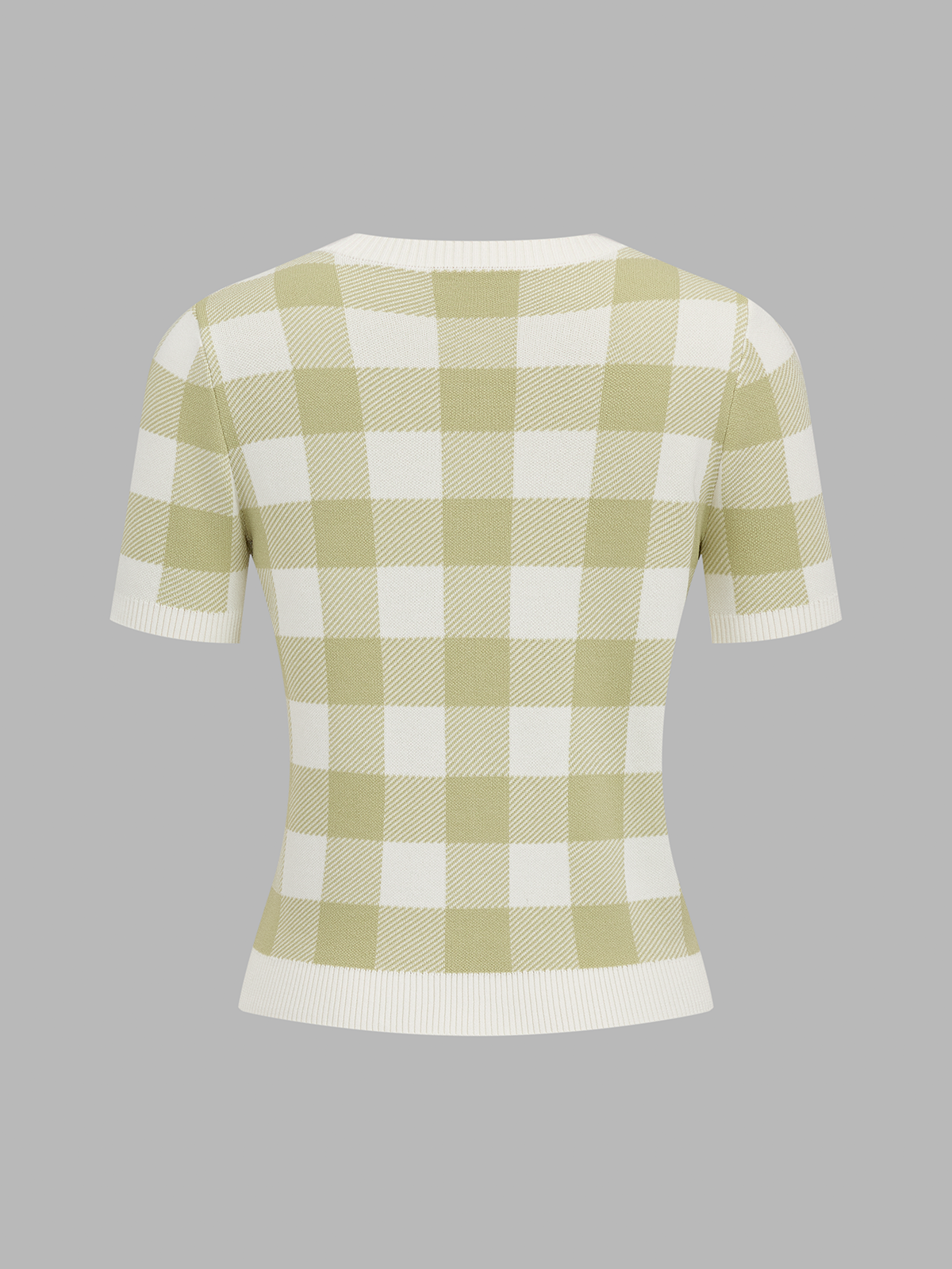 Plaid Short Sleeve Knit Cardigan Lightweight Casual Summer Layer