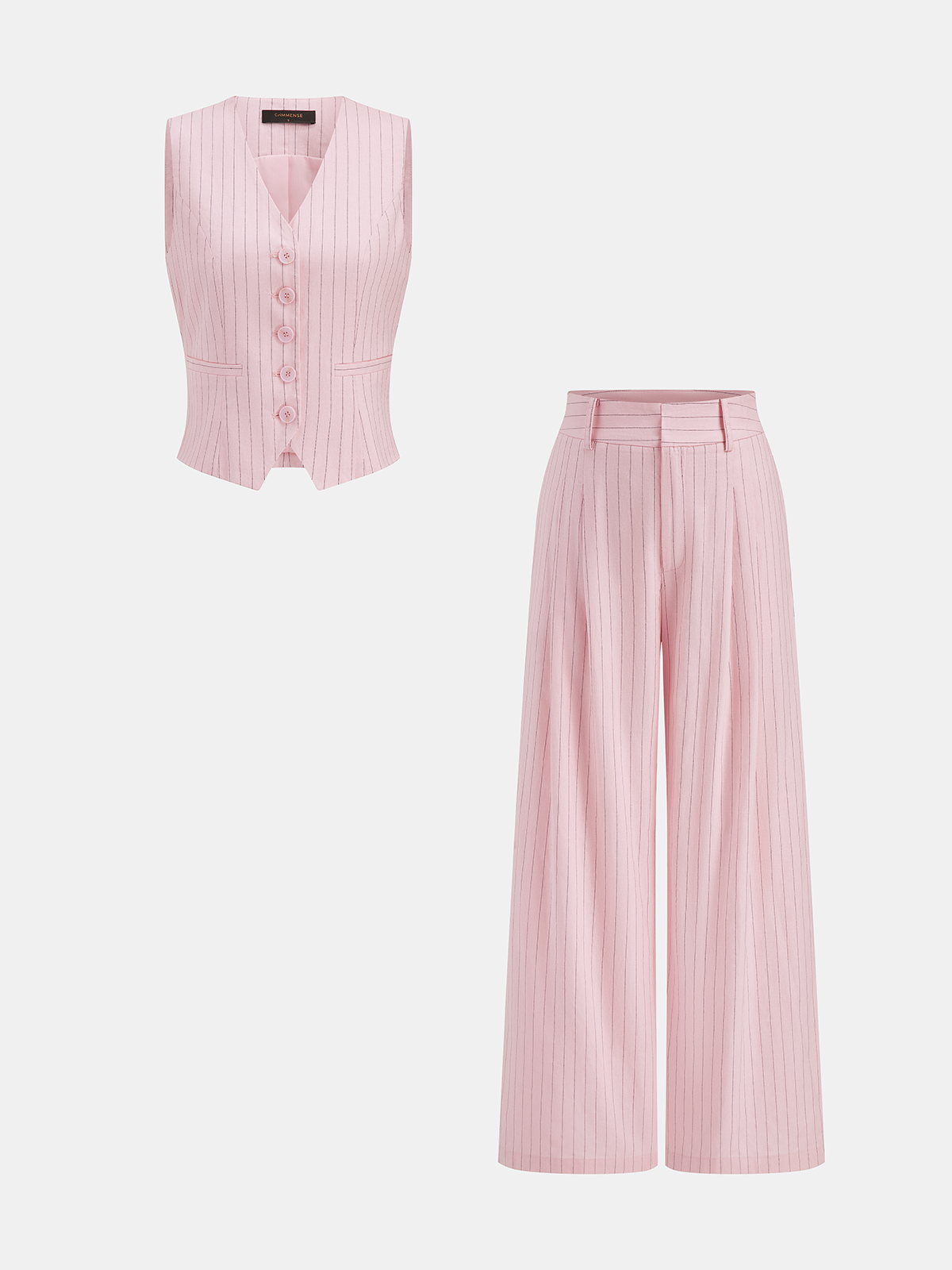 Pinstriped Cotton Linen Vest & Pants Set for Men, Classic Fit