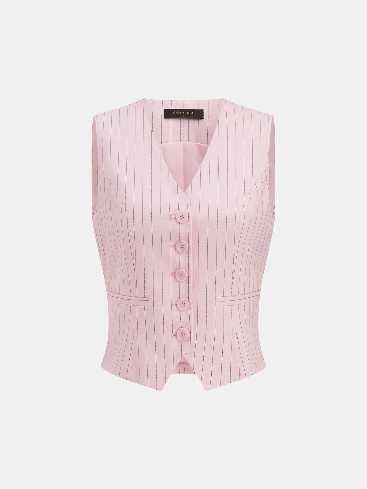 Pinstriped Cotton Linen Vest & Pants Set for Men, Classic Fit