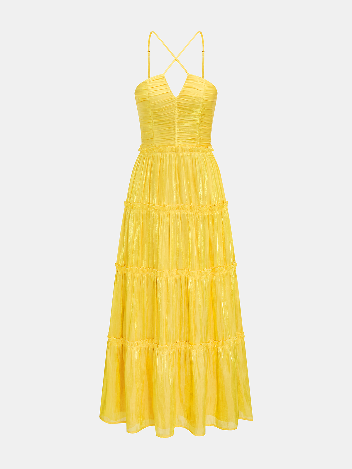 Halter Ruched Tiered Maxi Dress for Elegant Evening Events